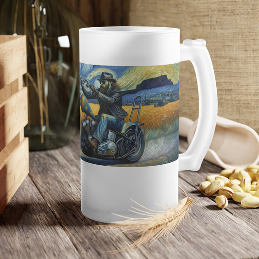 Frosted Beer Mug – Perfect Gift for Motorcycle Enthusiasts-Vincent Van Gogh Inspired