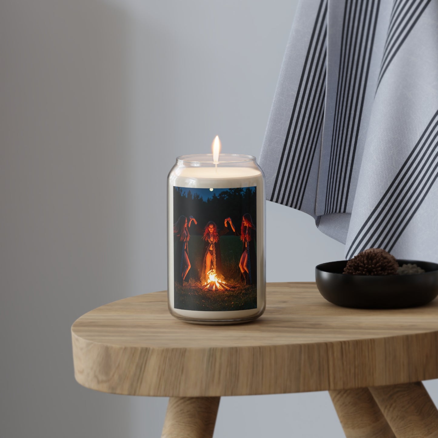 Scented Candle-Witches dance around a bonfire-Rustic decor