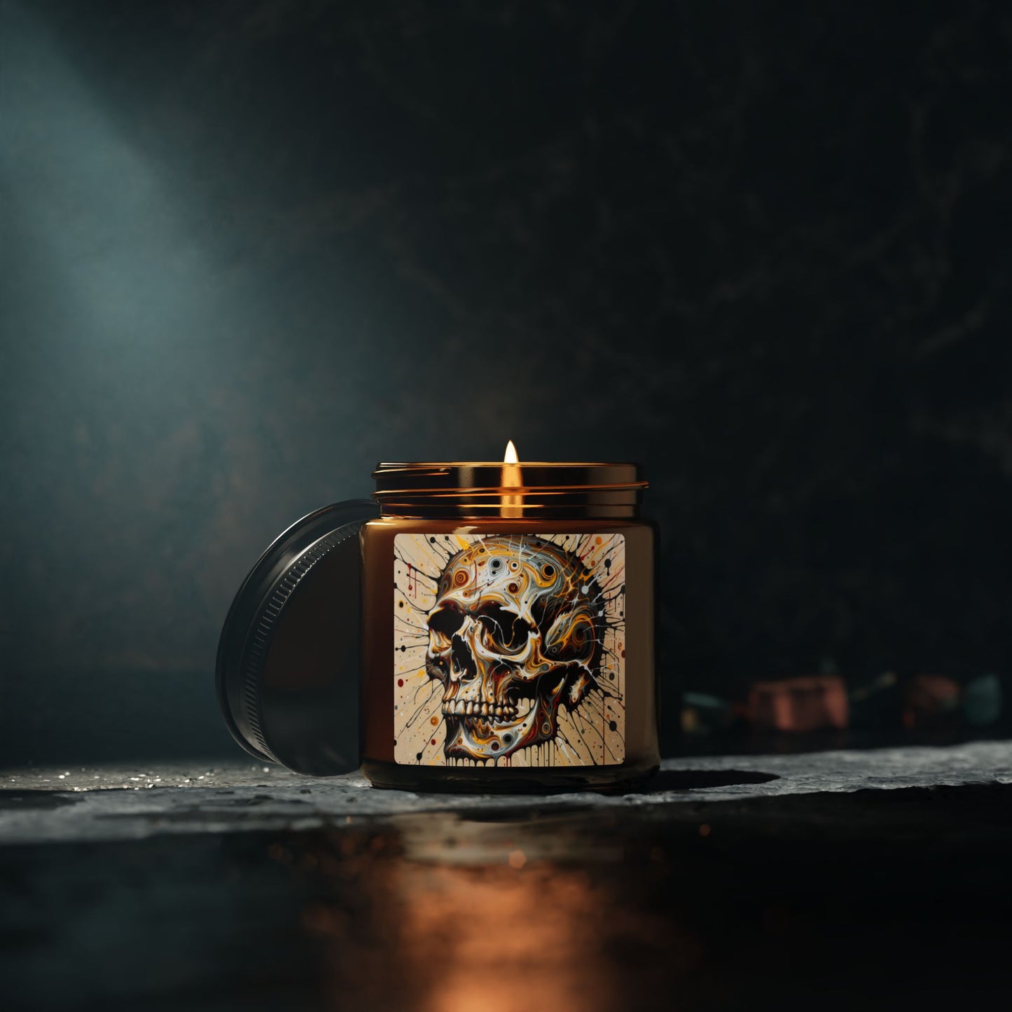 Skull Art Scented Candle, Unique Home Decor, Gothic Candle Gift, Aromatherapy, Halloween Decor