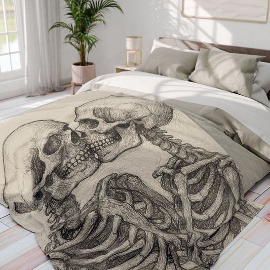 Fleece Blanket - Skeletons Kiss-Couch Throw and Snuggle Blanket