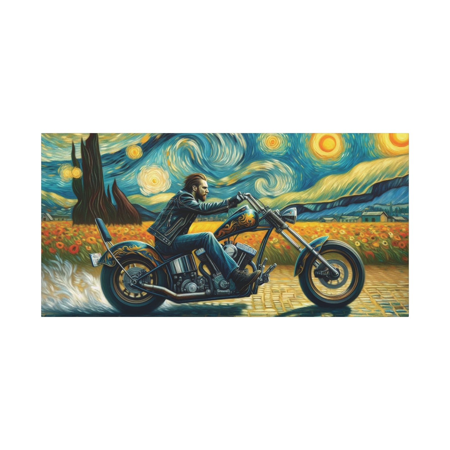 Wall Art-Vincent Van Gogh Inspired Motorcycle Canvas Art