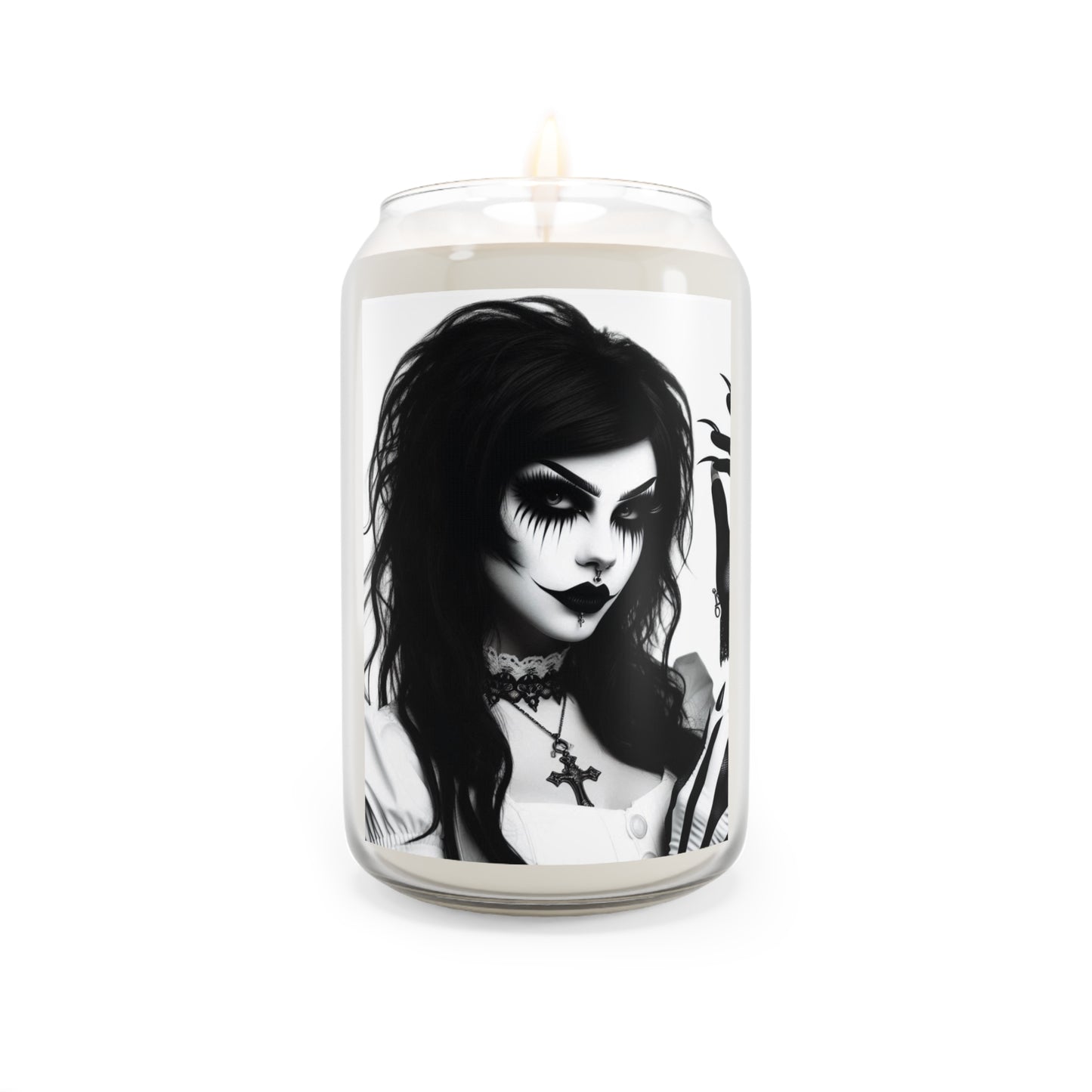 Scented Candle - Gothic Girl in Black & White-Vanilla Bean