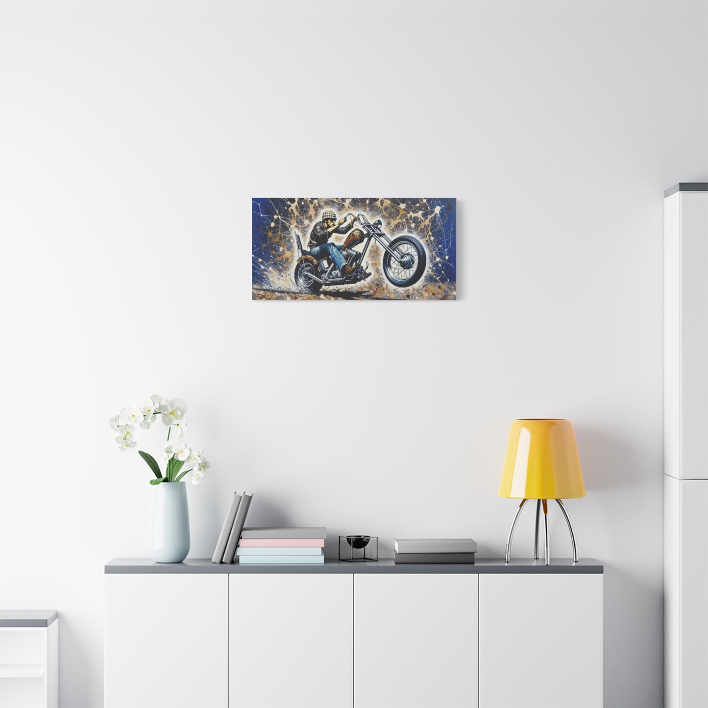 Motorcycle Rider Matte Canvas Wall Art - Stretched 1.25 Inch