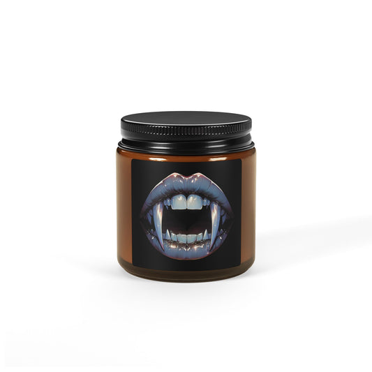 Vampire Kiss Scented Soy Candle - Gothic Home Decor, Halloween Decor, Unique Gift, Cozy Atmosphere, Amber Jar Candle