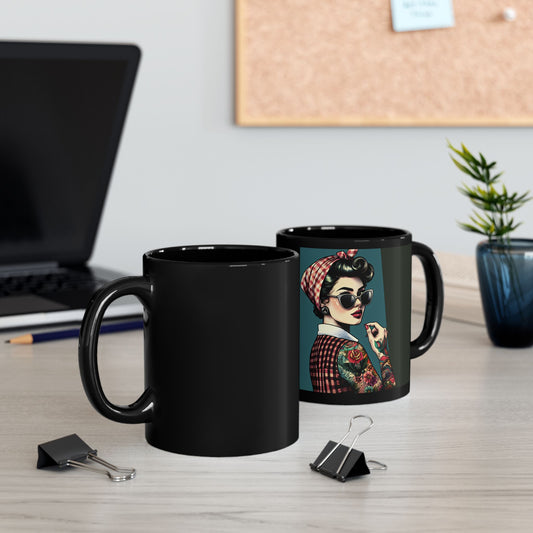 Mug, Pinup Girl with Tattoos and Sunglasses