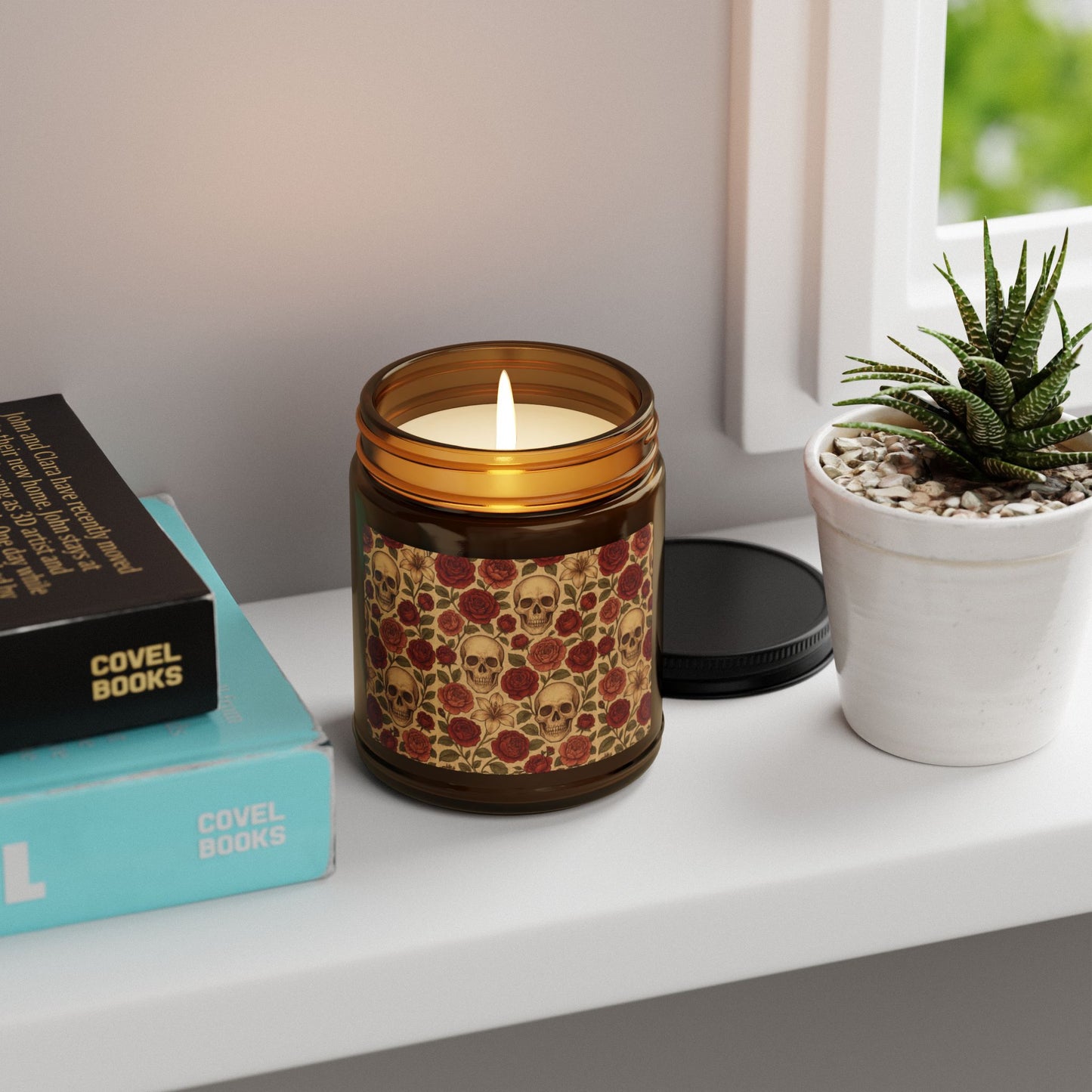 Scented Soy Candle with Skull Design, Halloween Decor, Cozy Gift, Home Fragrance, Unique Gift for Her, Autumn Vibes