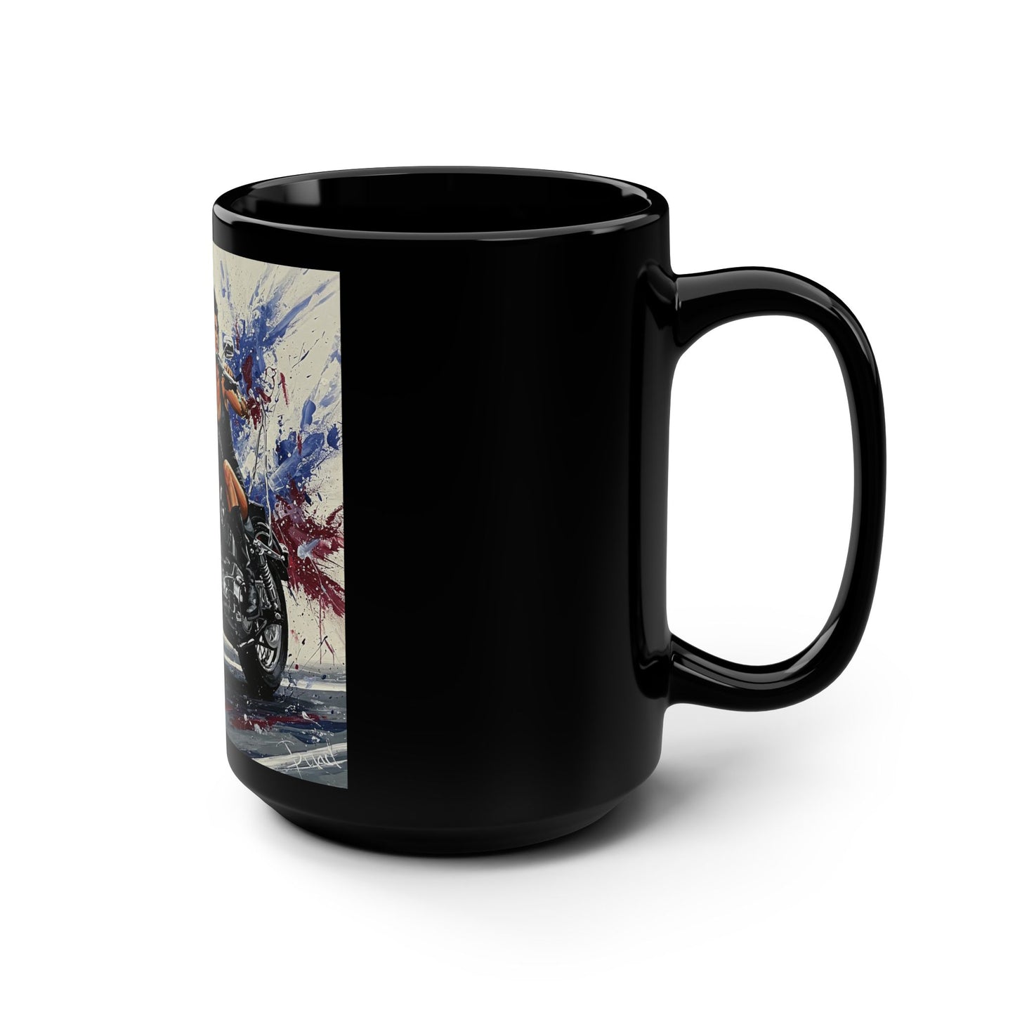 Biker Girl Black Mug - 15oz Motorcycle Enthusiast Coffee Cup