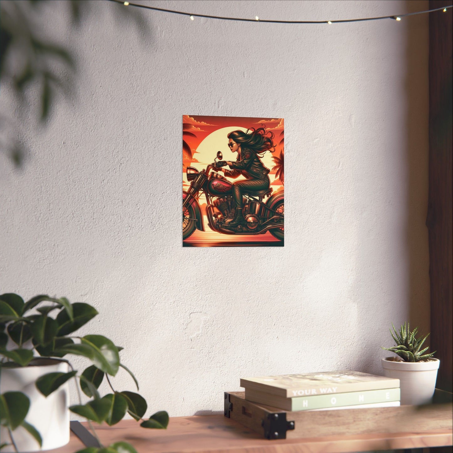 Poster- Motorcycle Pinup-Garage Decor-Man Cave-Retro Wall Art