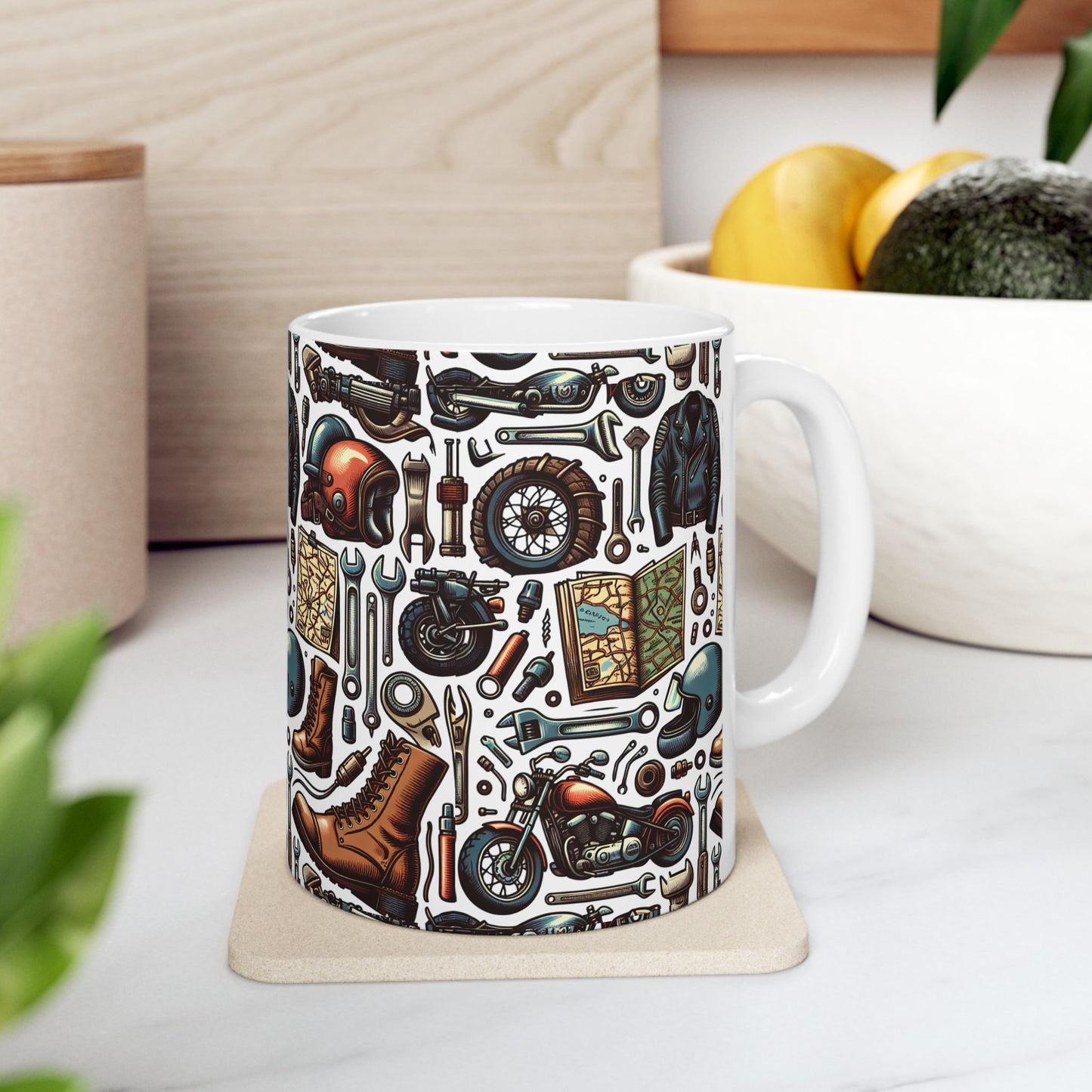 Mug - Bikers Garage Collage- Ceramic Coffee Mug -Father's Day Gift