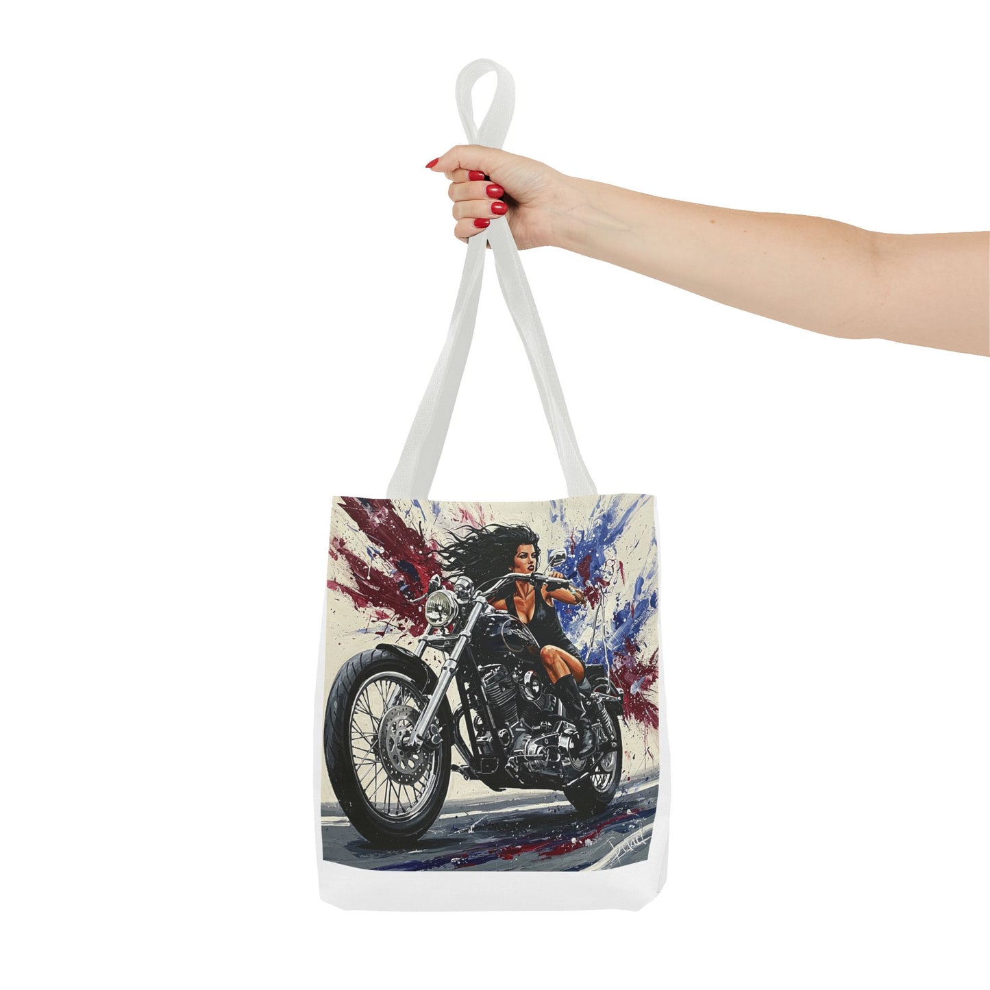 Bold Motorcycle Chic Tote Bag - Stylish Biker Girl Design for Riders & Fashion Enthusiasts