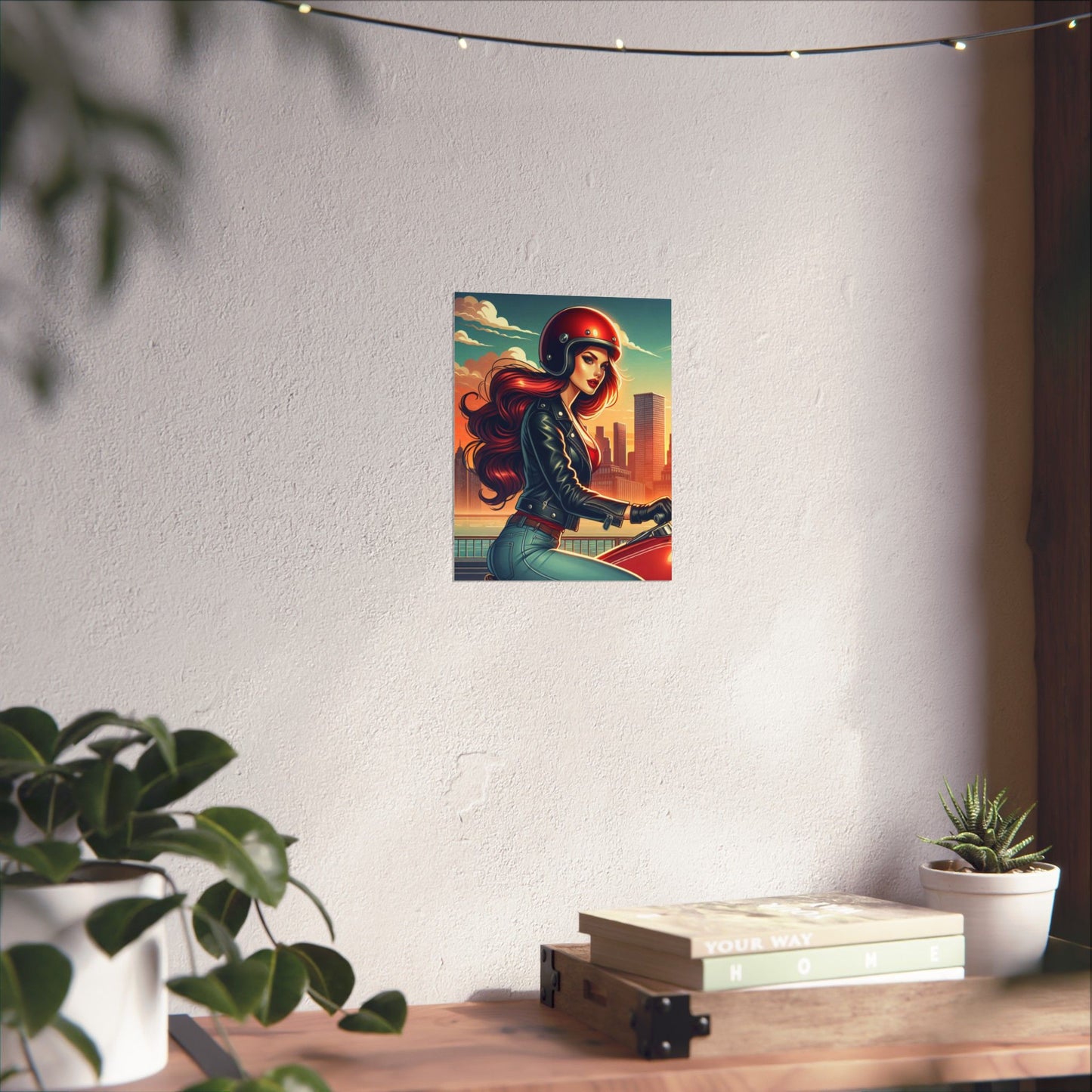 Poster- Motorcycle Pinup-Garage Decor-Man Cave-Retro Wall Art