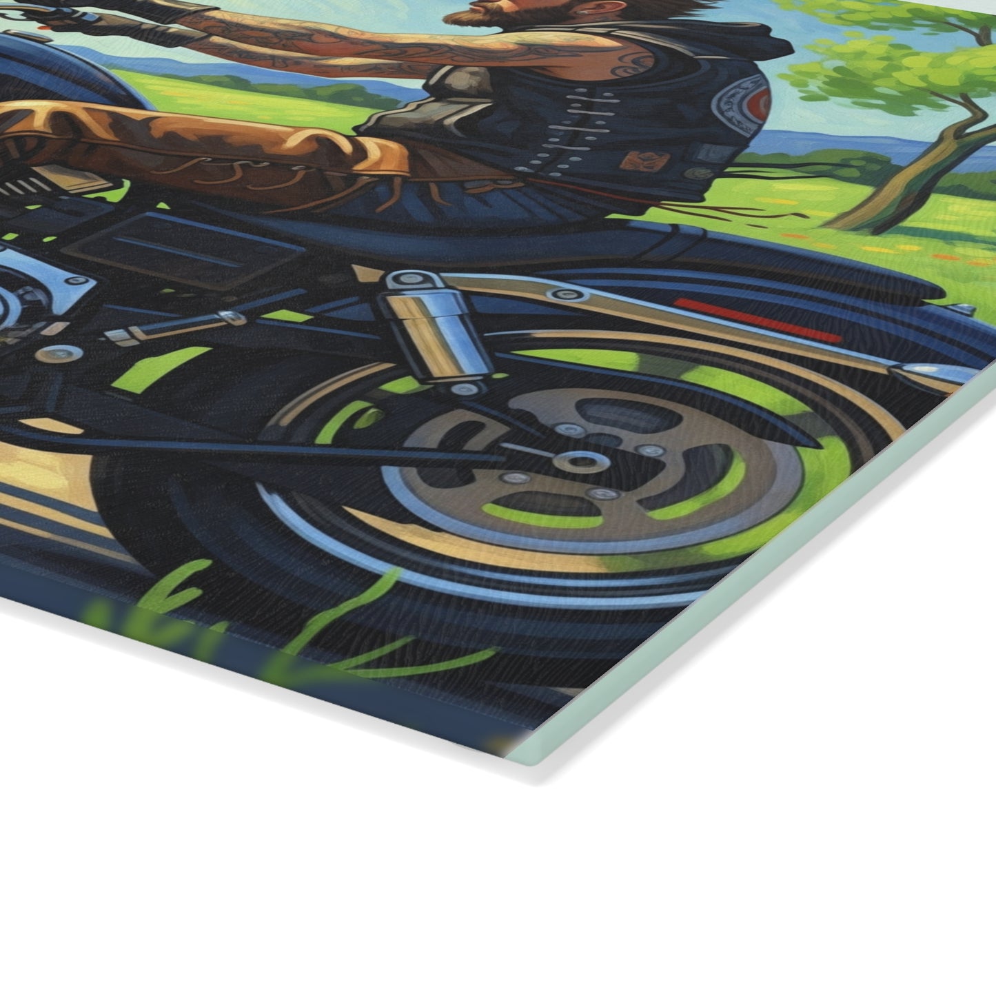 Motorcycle Enthusiast Glass Cutting Board | Perfect for Gifts, Home Decor, Kitchen Accessories, Biker Lifestyle, BBQ Parties
