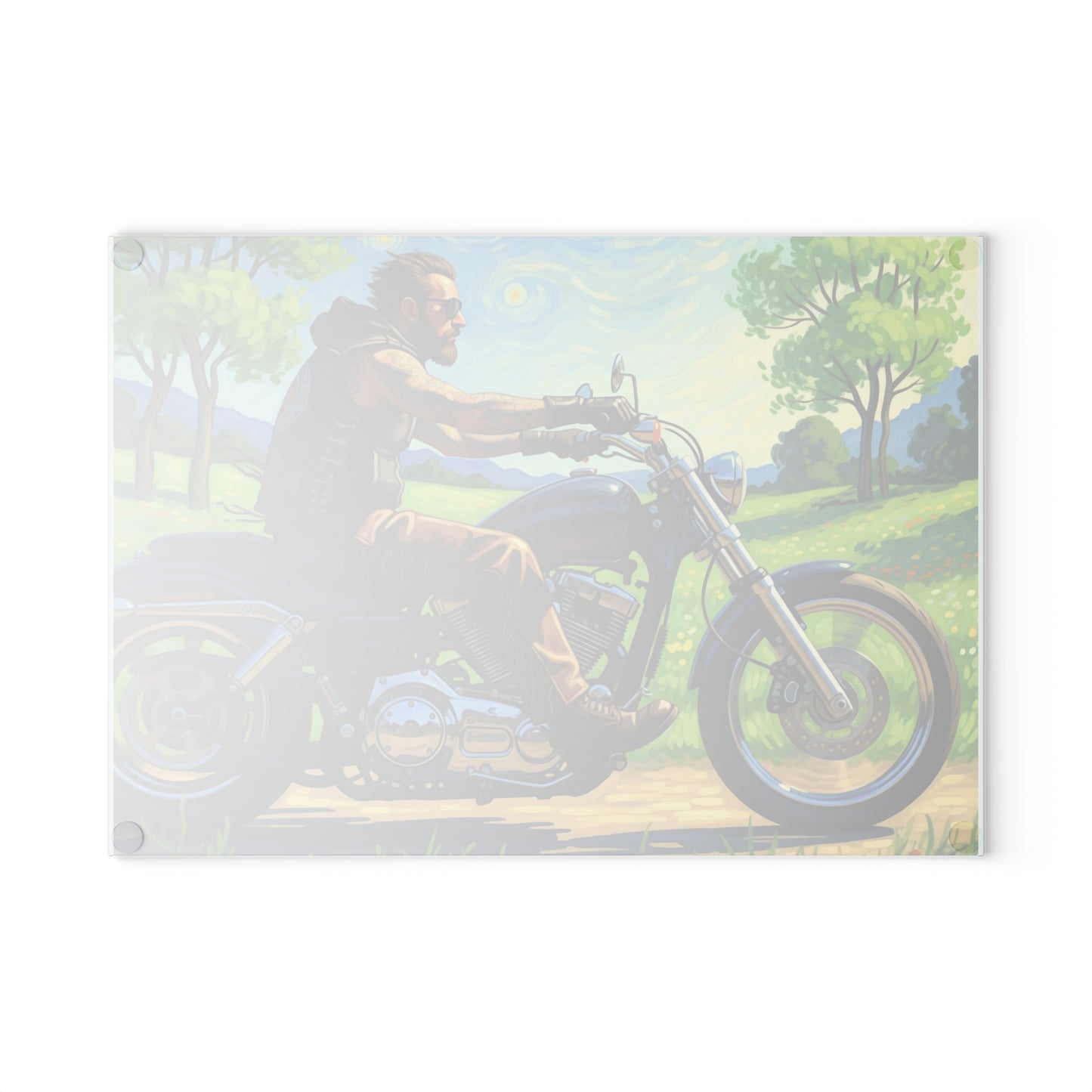 Motorcycle Enthusiast Glass Cutting Board | Perfect for Gifts, Home Decor, Kitchen Accessories, Biker Lifestyle, BBQ Parties