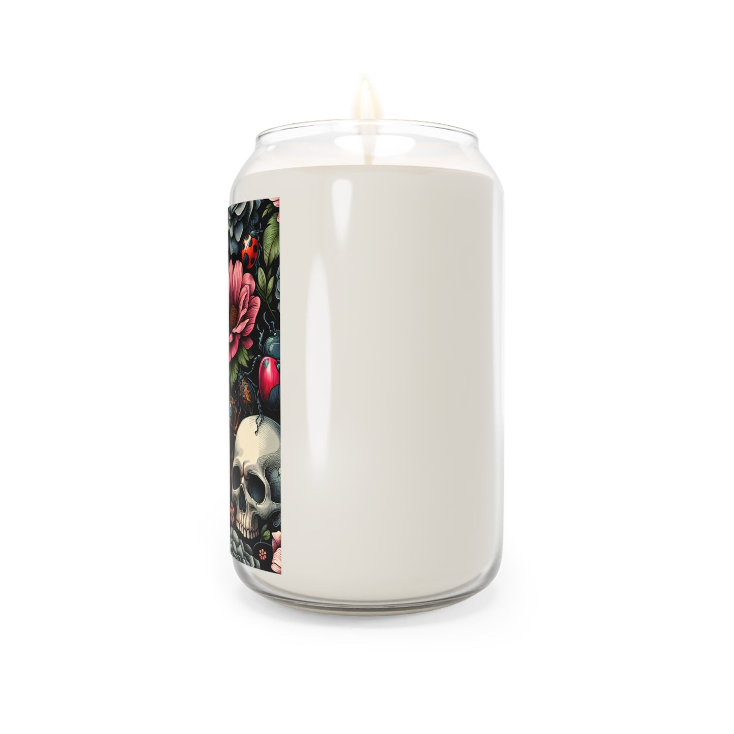 Skull & Floral Scented Candle - 13.75oz, Gothic Decor, Gift for Halloween, Home Fragrance, Boho Home