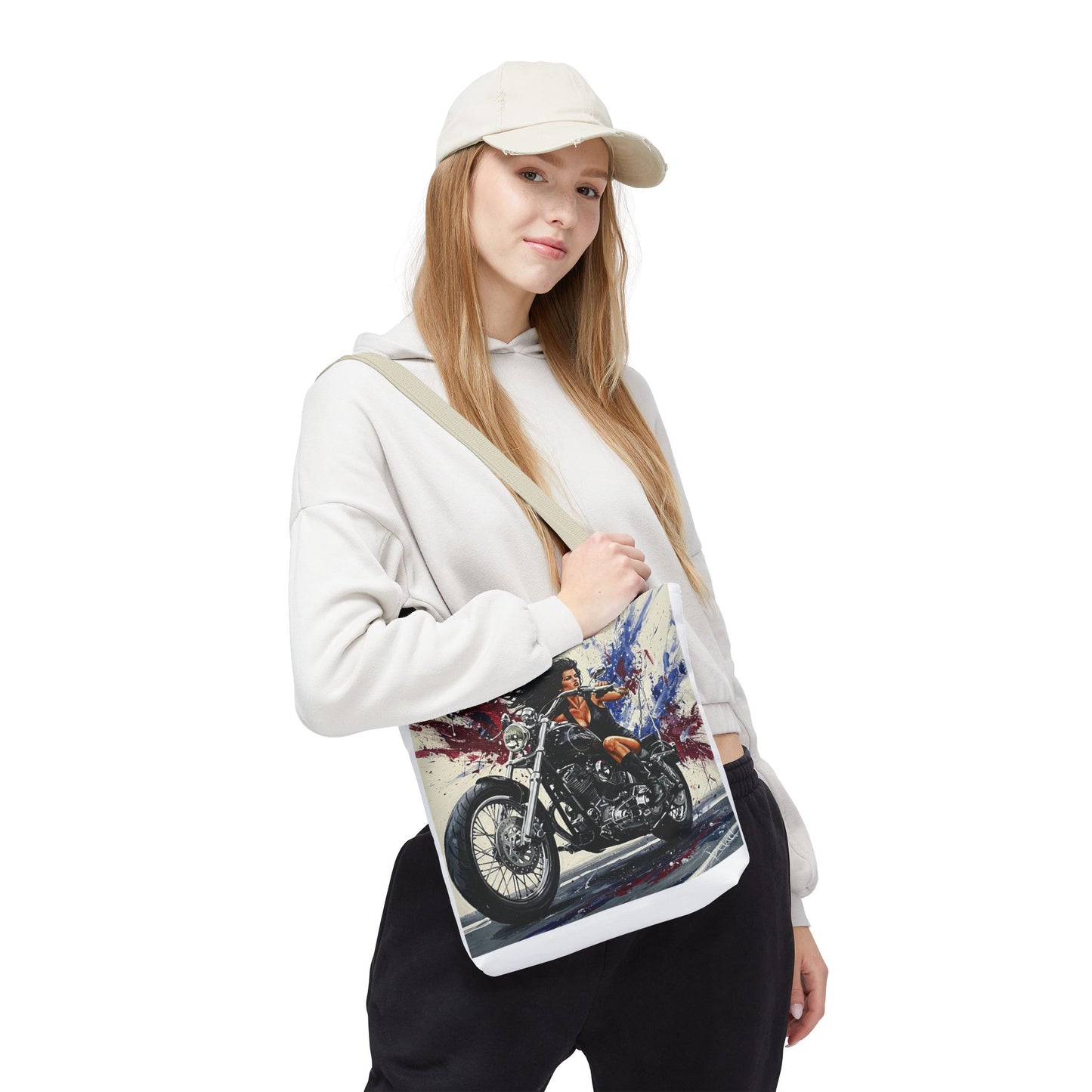 Bold Motorcycle Chic Tote Bag - Stylish Biker Girl Design for Riders & Fashion Enthusiasts