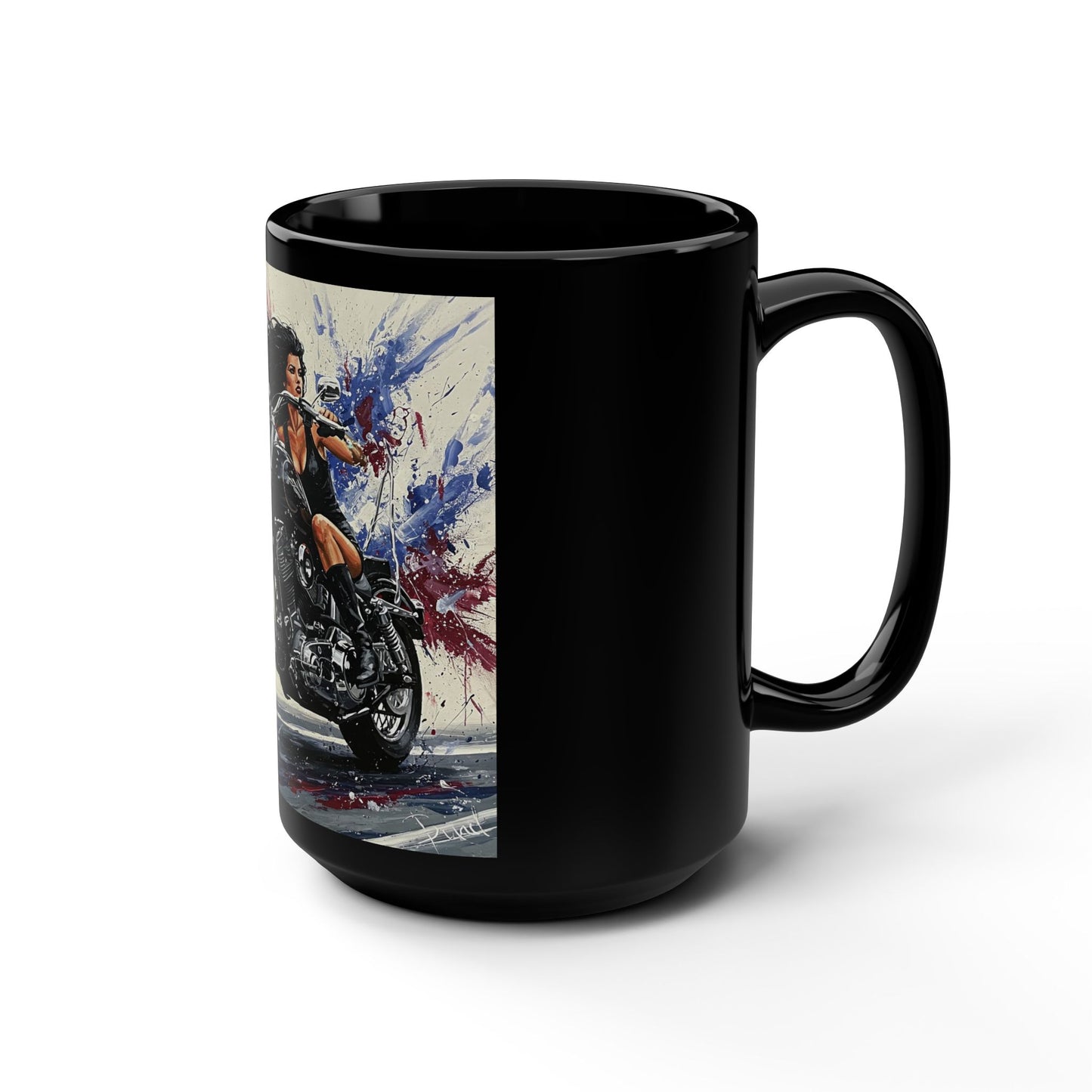 Biker Girl Black Mug - 15oz Motorcycle Enthusiast Coffee Cup