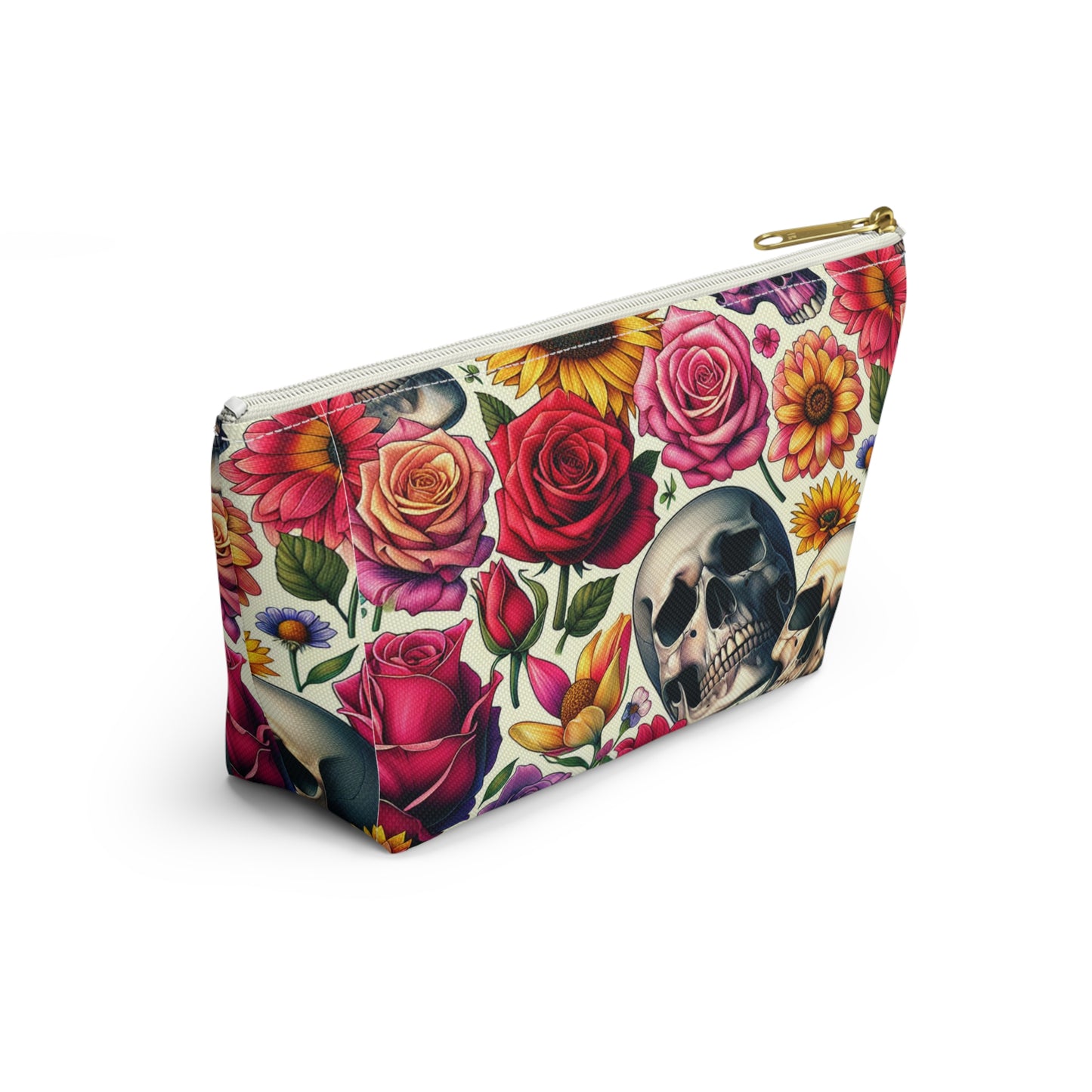 Gothic Floral Accessory Pouch, Perfect for Makeup, Travel, Gifts, Storage, Day of the Dead Theme, Saddlebag Companion