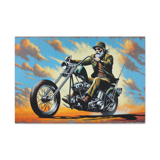 Motorcycle Art Canvas Print - Vintage Rider Decor