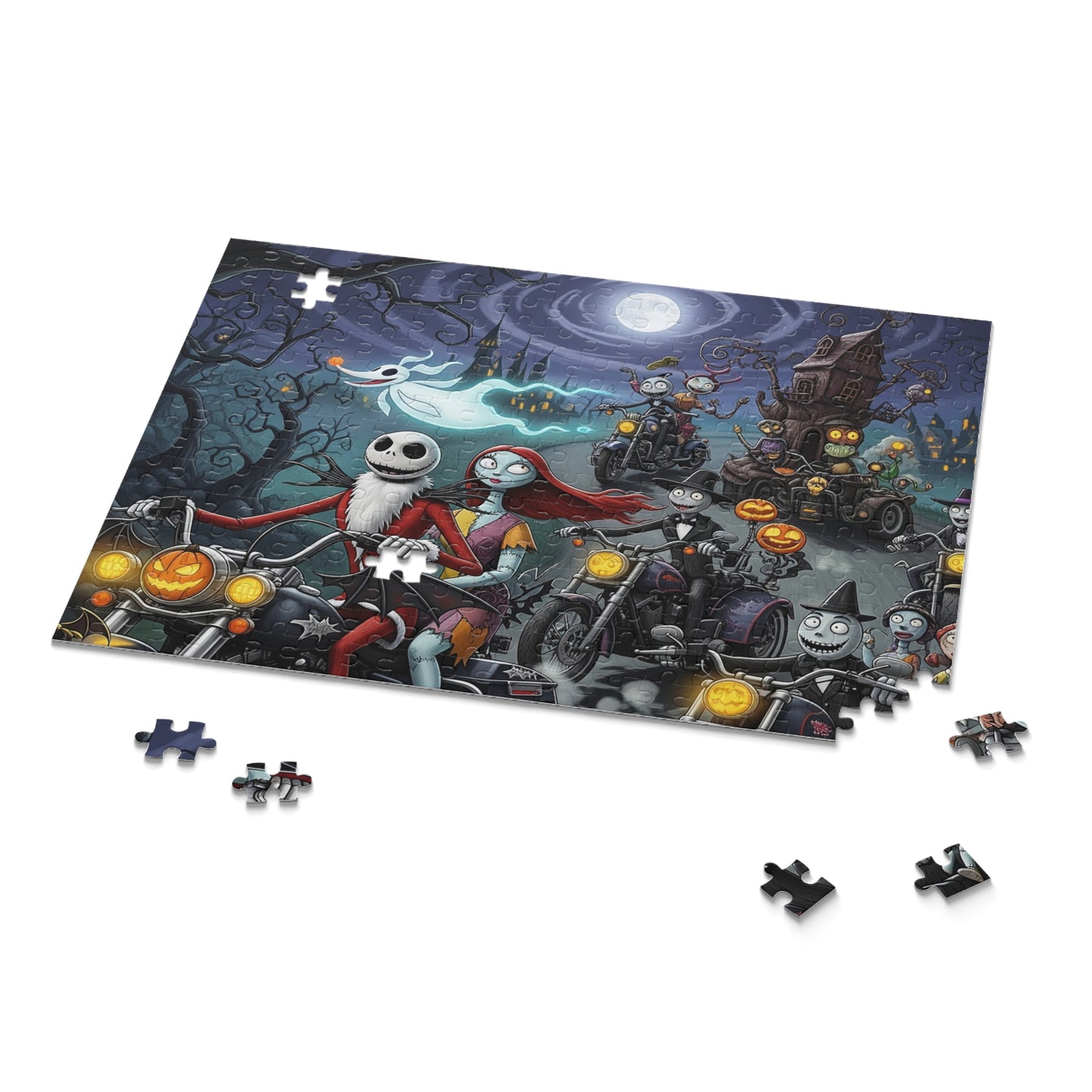 Halloween Themed Puzzle featuring Jack and Sally, Spooky Decor, Family Activity, Fall Fun, Halloween Gift, Nightmare Before Christmas
