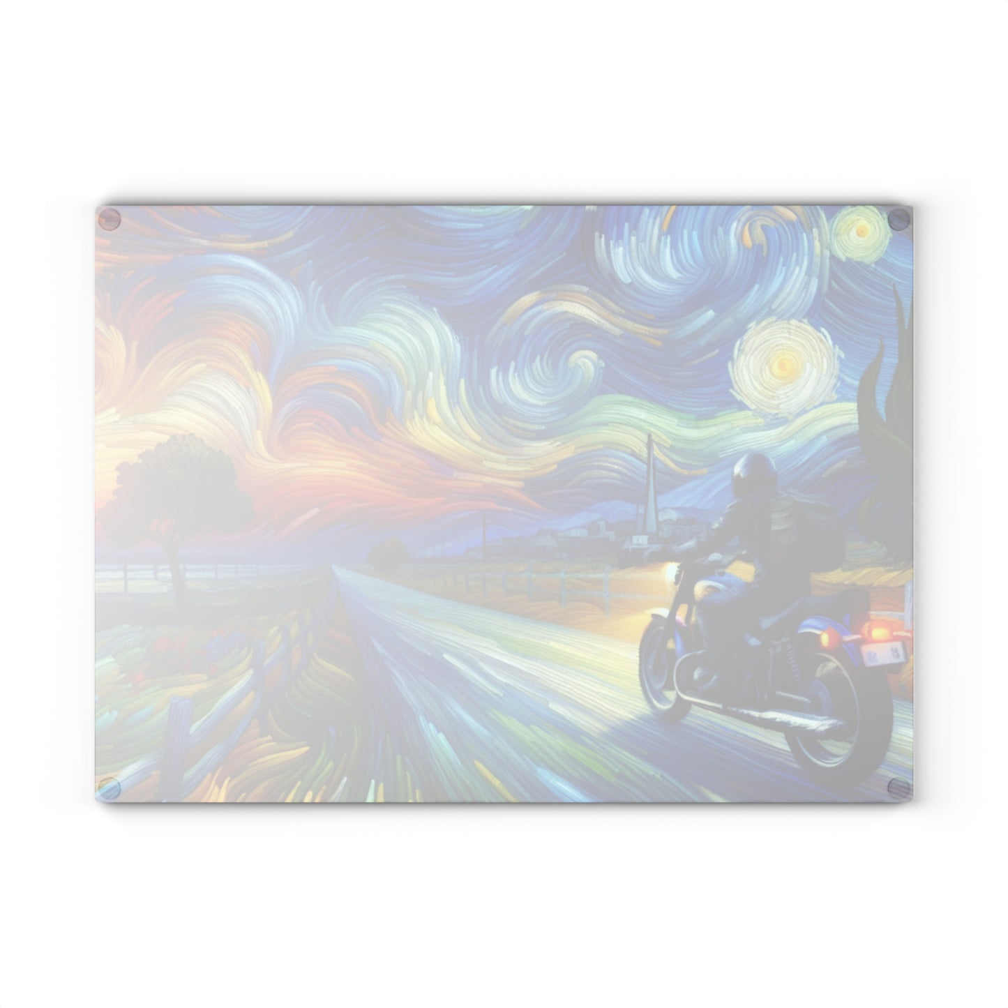 Vibrant Motorcycle Glass Cutting Board - Perfect for Gifts, Home Decor, Kitchen Essentials, Unique Wedding Present, Adventurous Cooking