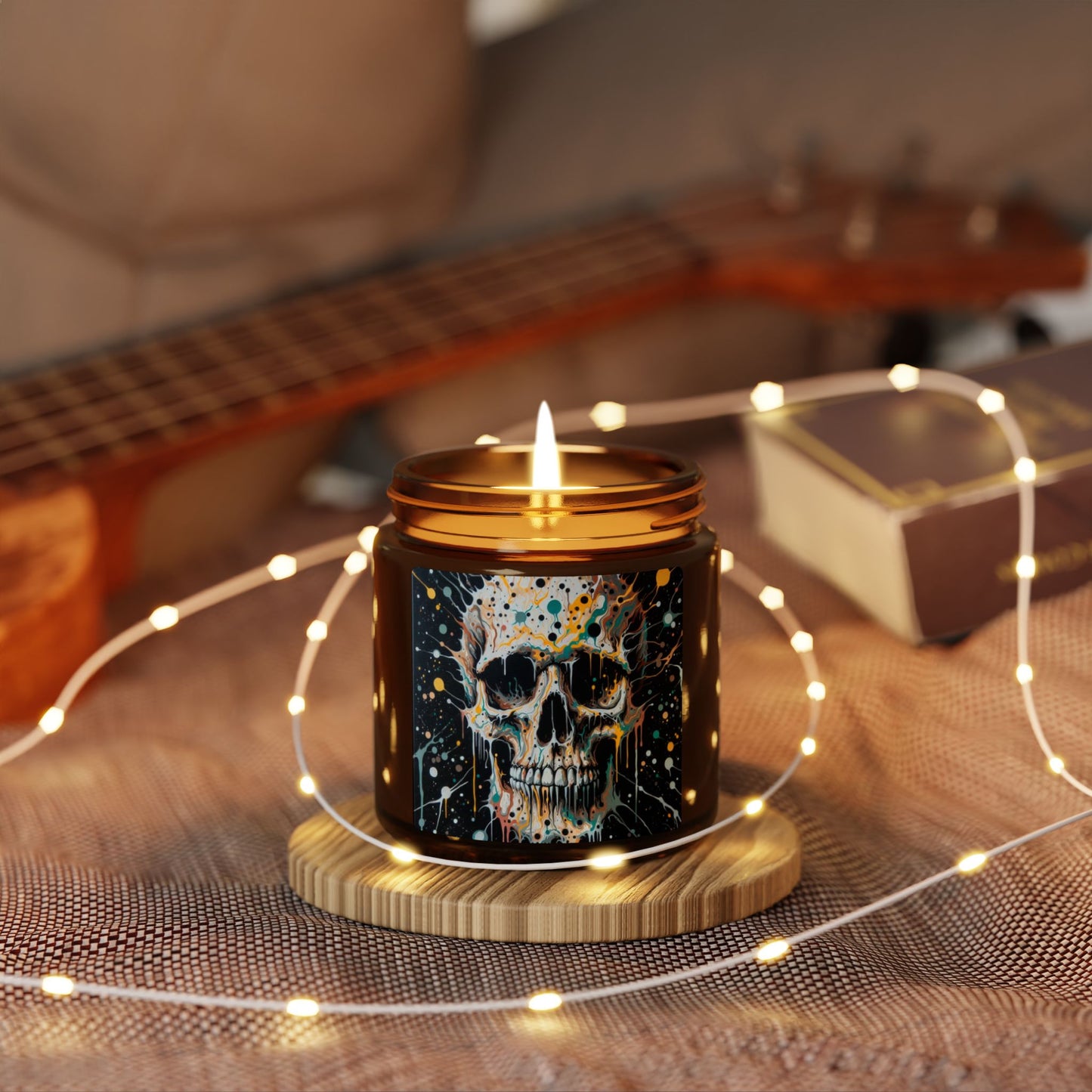 Skull-Themed Scented Soy Candle, Multi-Size Amber Jar, Unique Home Decor, Gothic Gift, Halloween Decor, Relaxation Candle