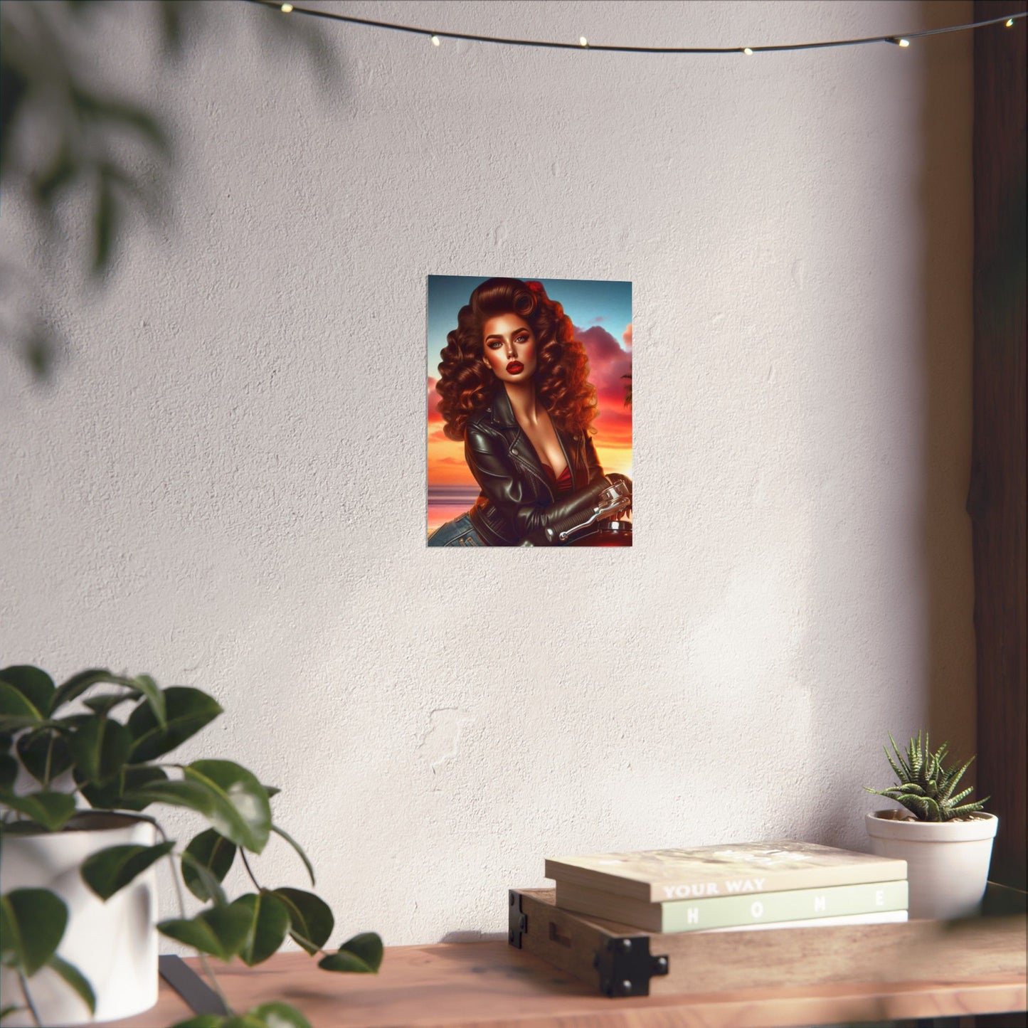 Poster- Motorcycle Pinup-Garage Decor-Man Cave-Retro Wall Art