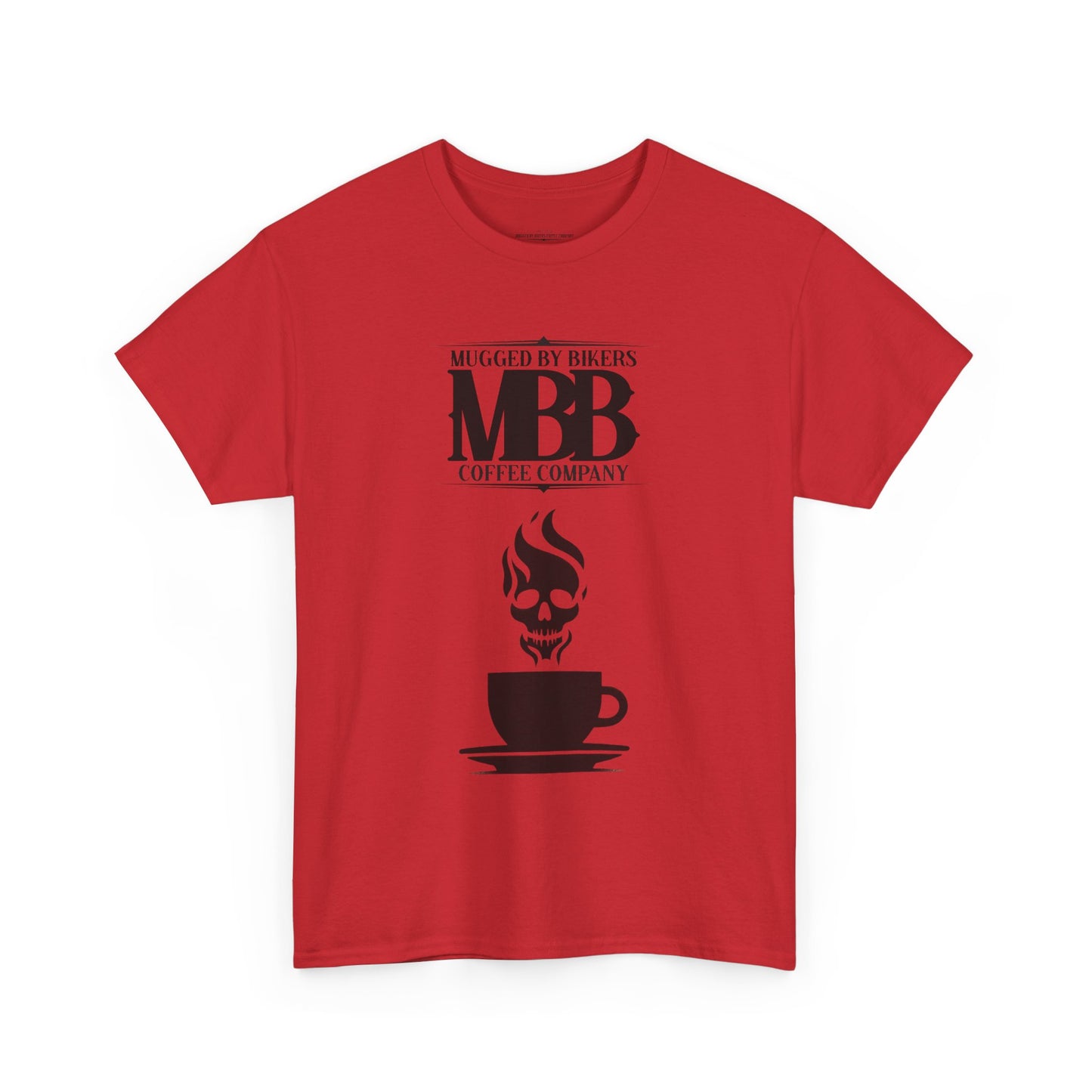 T-Shirt - Mugged by Bikers Coffee Co-Steaming Cup of Coffee Logo Tee