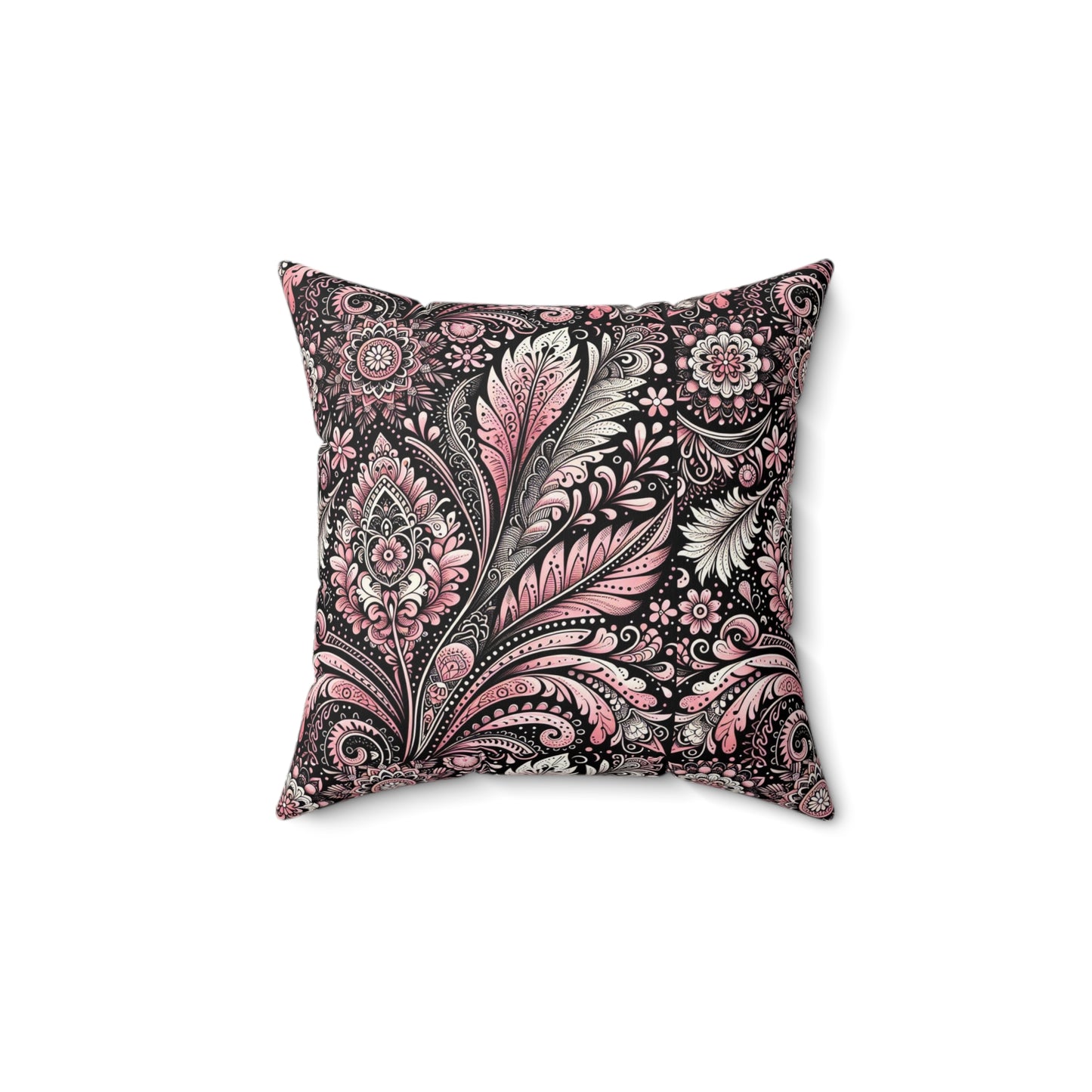 Pillow-Pink and Black Lace print Cushion