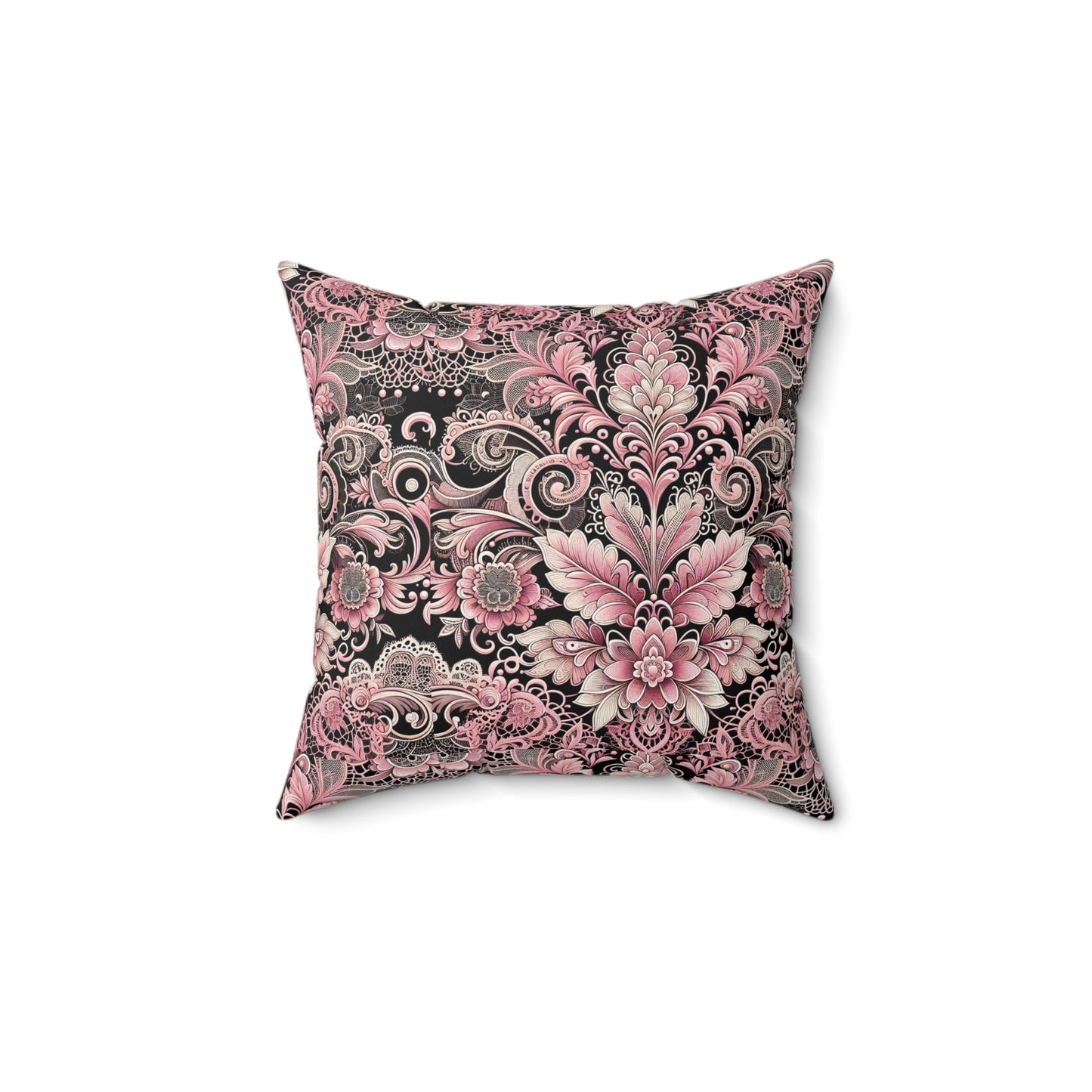 Pillow-Pink and Black Lace print Cushion