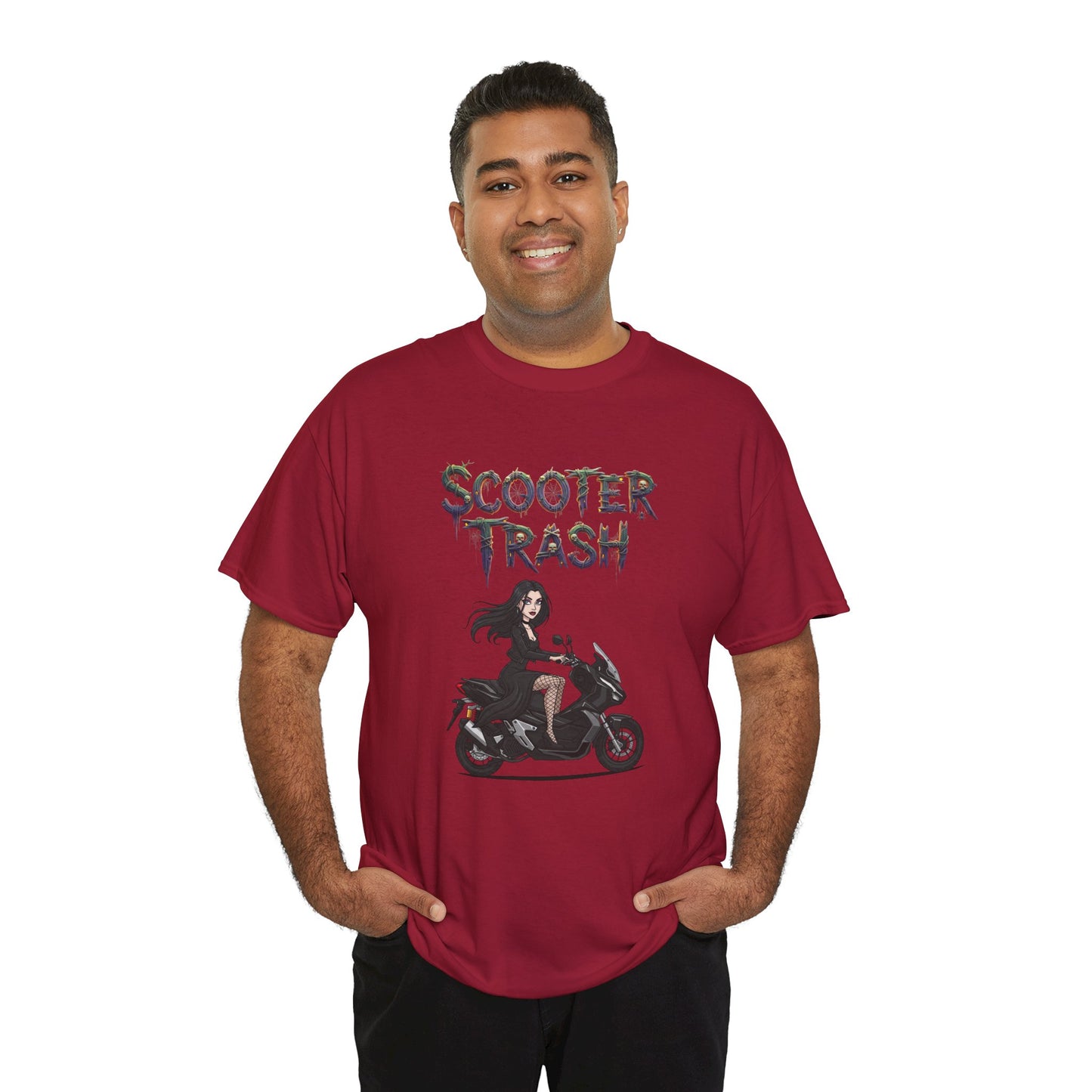 Scooter Trash Unisex Heavy Cotton Tee, Biker Tee, Motorcycle Lover Gift, Casual Cool Shirt, Halloween Motorcycle Tee, Unique Graphic Tee