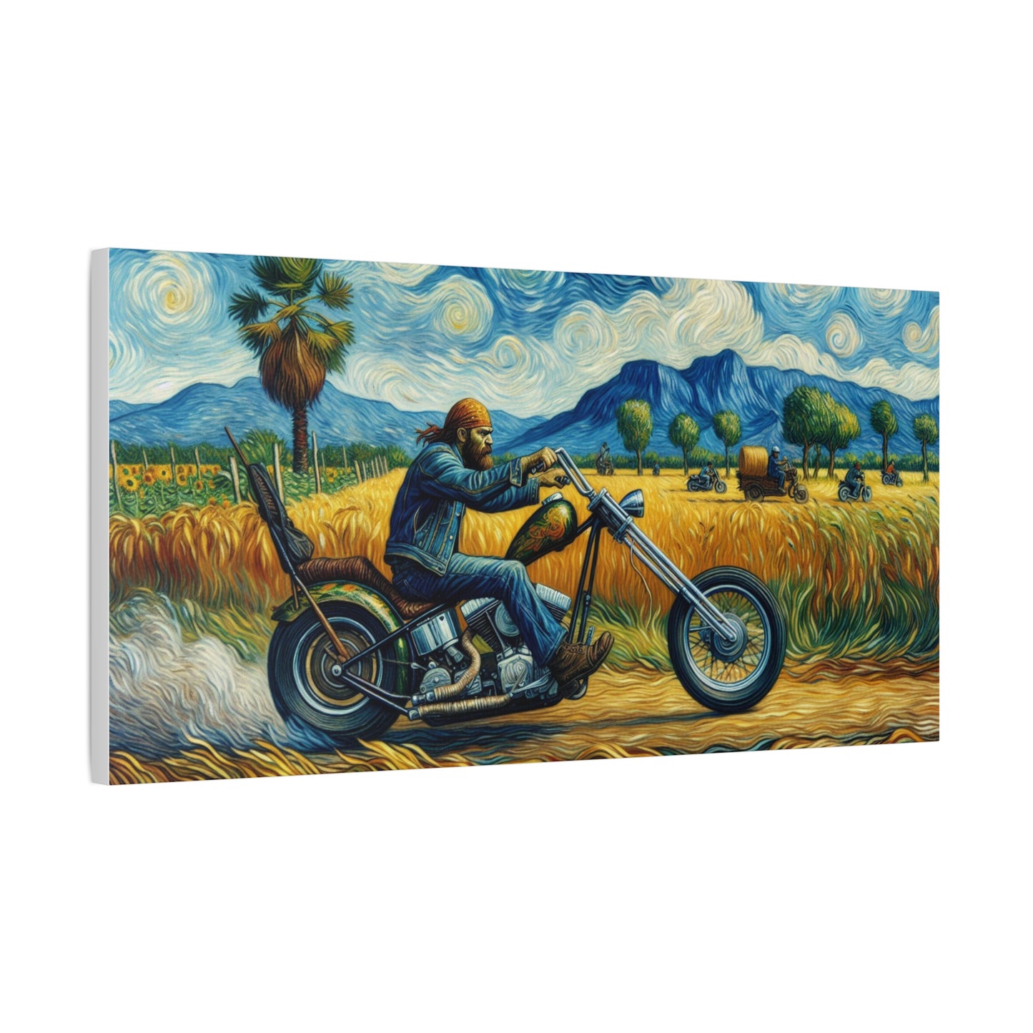 Rider Canvas Art - Vibrant Motorcycle Scene Wall Decor