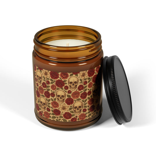 Scented Soy Candle with Skull Design, Halloween Decor, Cozy Gift, Home Fragrance, Unique Gift for Her, Autumn Vibes