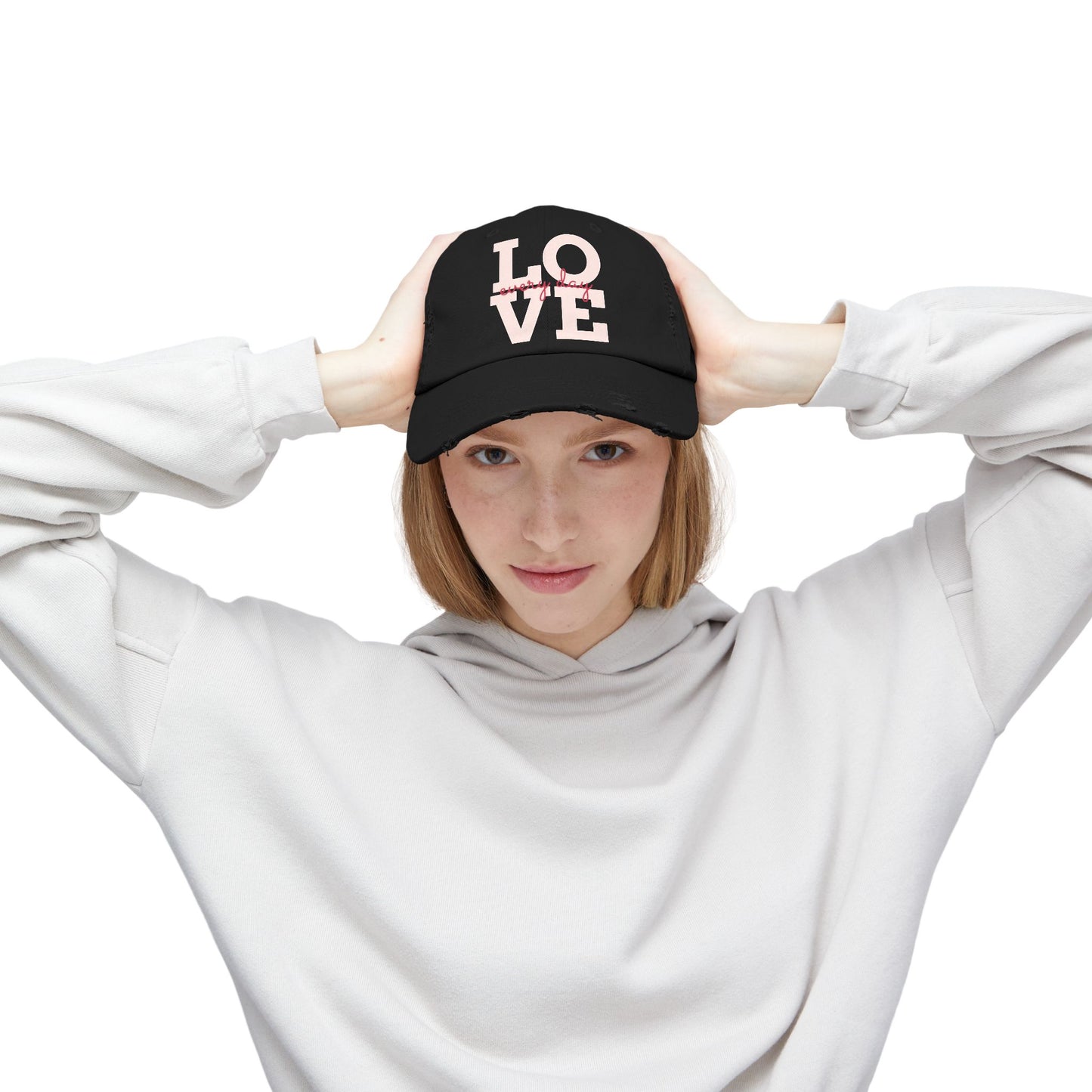 Unisex Distressed Cap with 'LOVE' Design – Trendy, Casual Hat for All Occasions, Holiday Gift, Everyday Wear, Cool Accessories