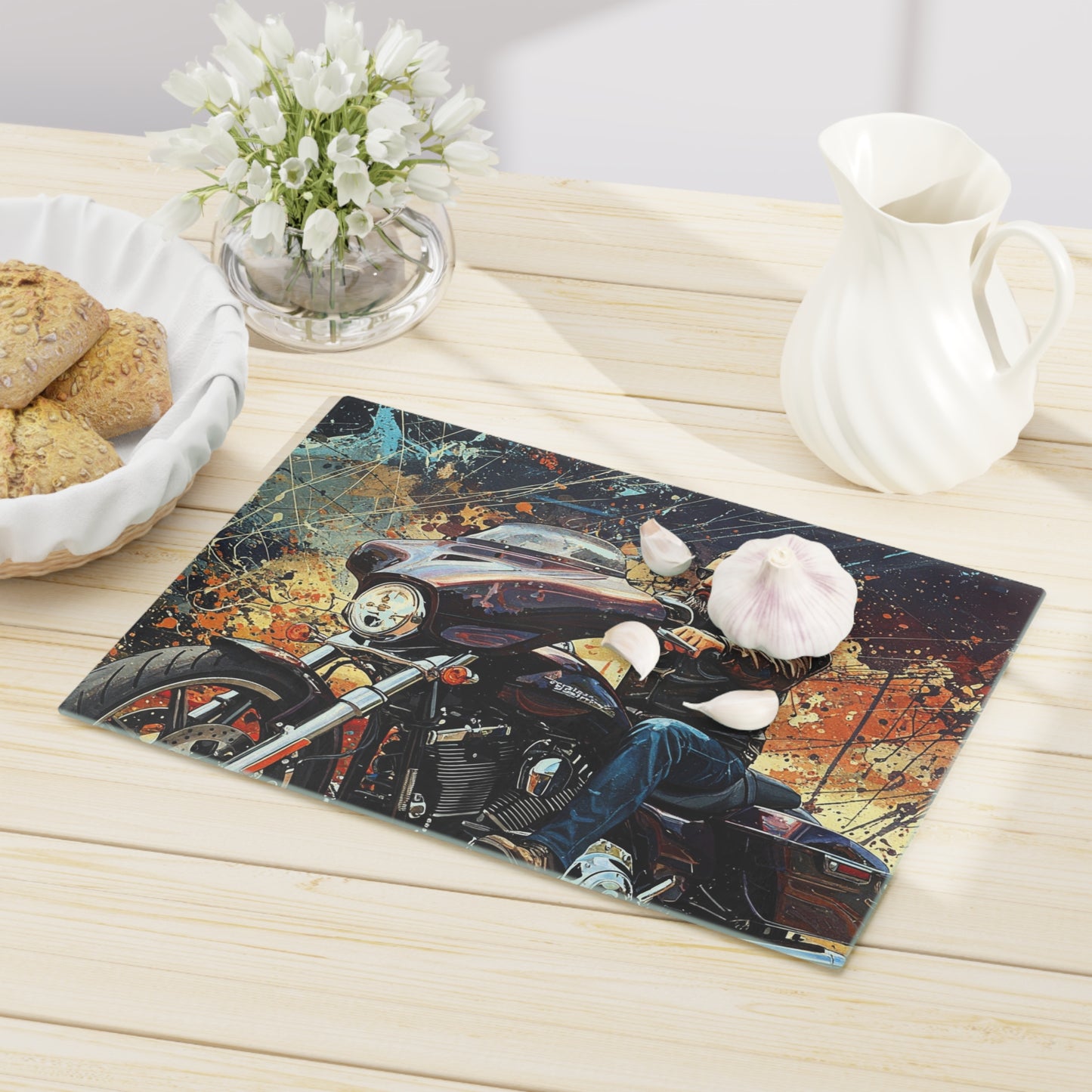 Cutting Board - Motorcycle Adventure- Cheese Tray-Perfect for Bikers & Grill Lovers