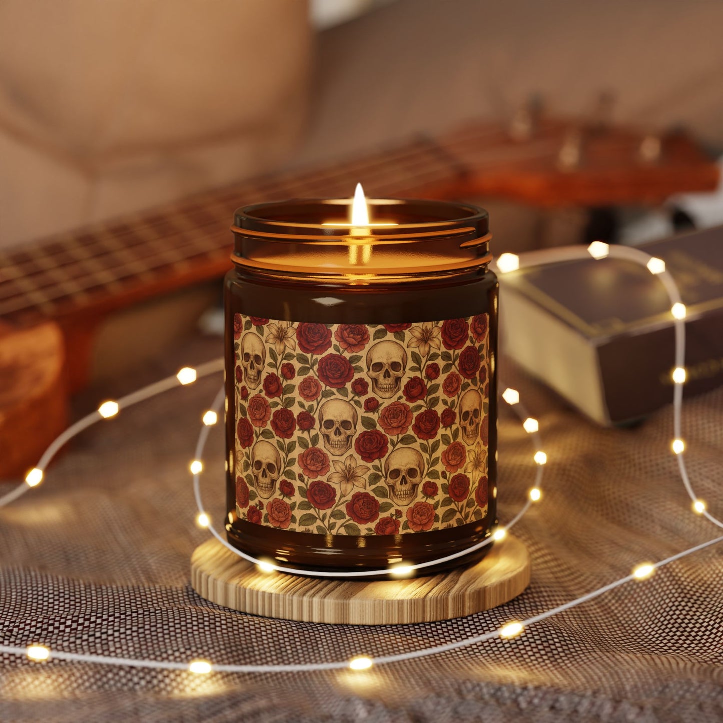 Scented Soy Candle with Skull Design, Halloween Decor, Cozy Gift, Home Fragrance, Unique Gift for Her, Autumn Vibes