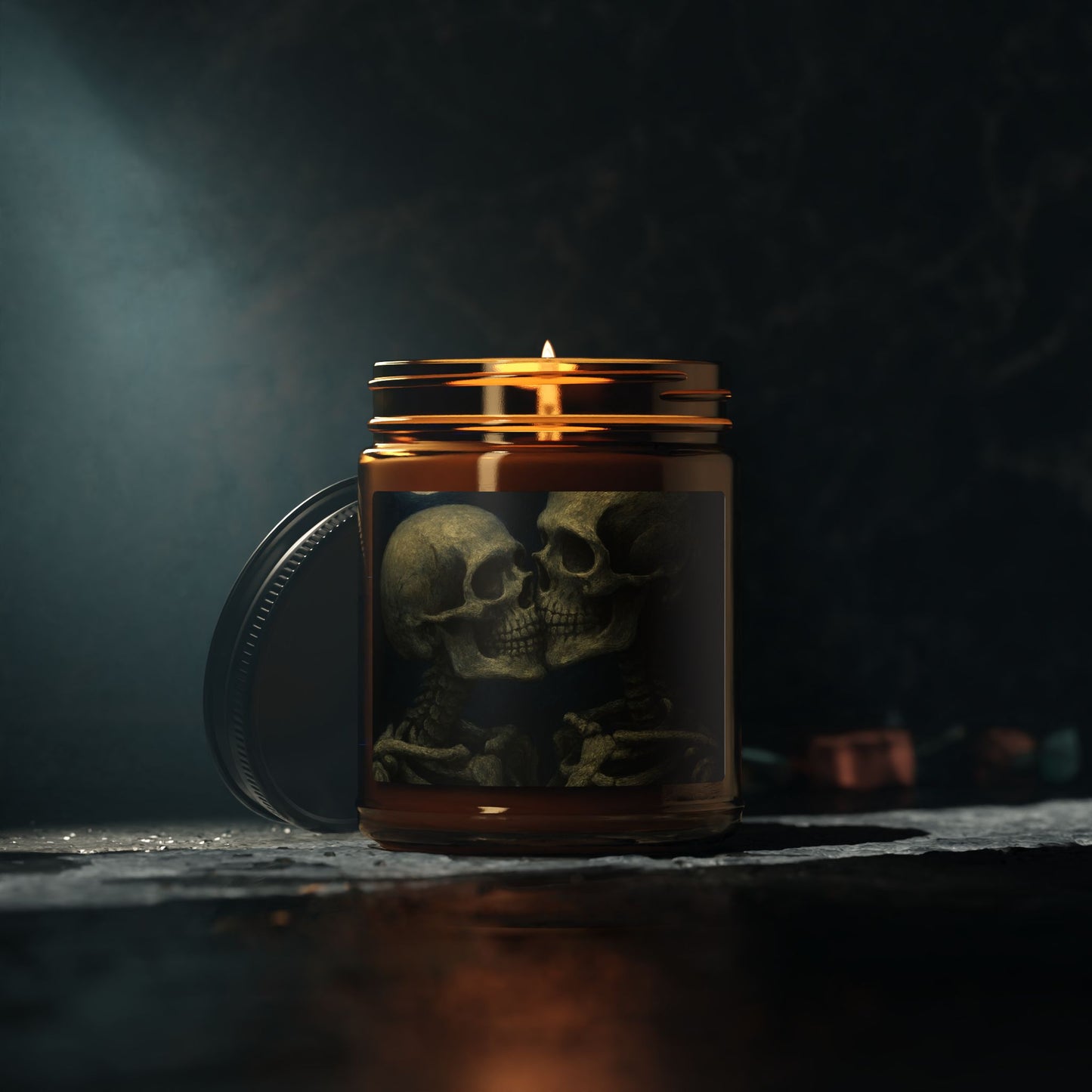 Romantic Skeletons Scented Soy Candle, Halloween Decor, Gothic Candle, Unique Gift, Home Fragrance, Aromatherapy Candle