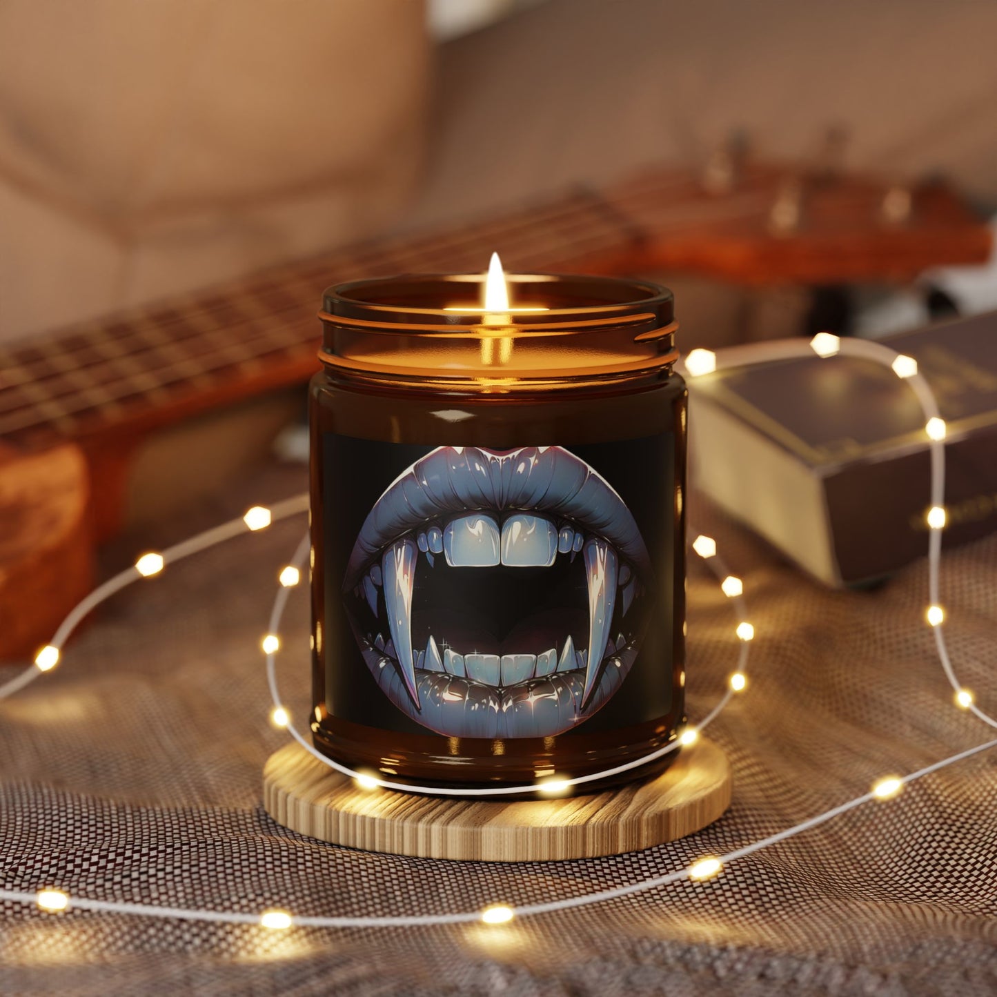 Vampire Kiss Scented Soy Candle - Gothic Home Decor, Halloween Decor, Unique Gift, Cozy Atmosphere, Amber Jar Candle