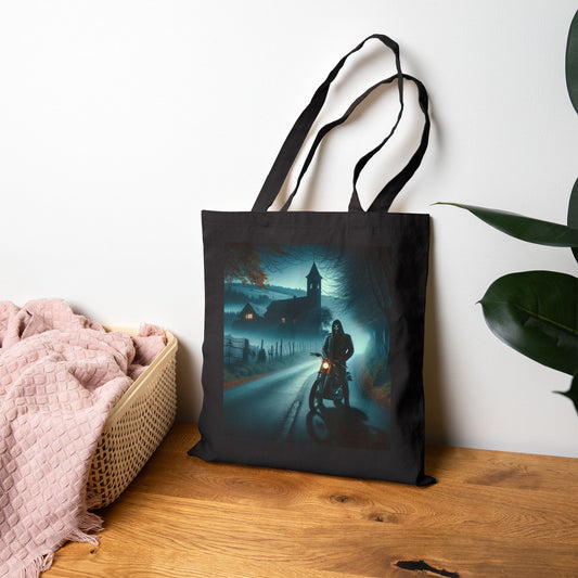 Mystical Ride Motorcycle Canvas Tote Bag, Eco-Friendly Shopping Bag, Adventure Tote, Gift for Bikers, Weekend Getaway Bag