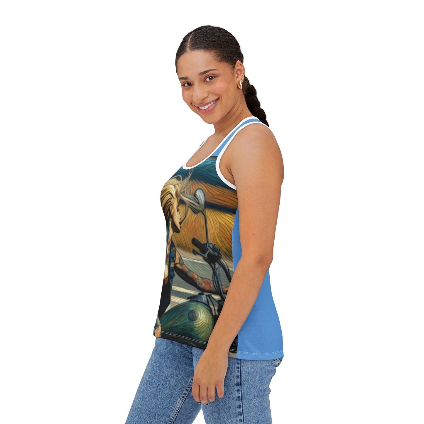 Biker Chic Women's Tank Top - Bohemian Style, Summer Essential, Gift for Her, Music Festivals, Road Trips, Casual Wear