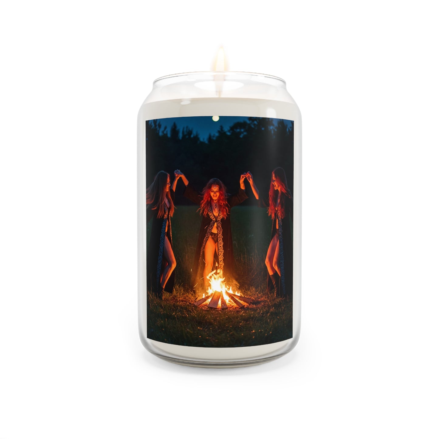 Scented Candle-Witches dance around a bonfire-Rustic decor