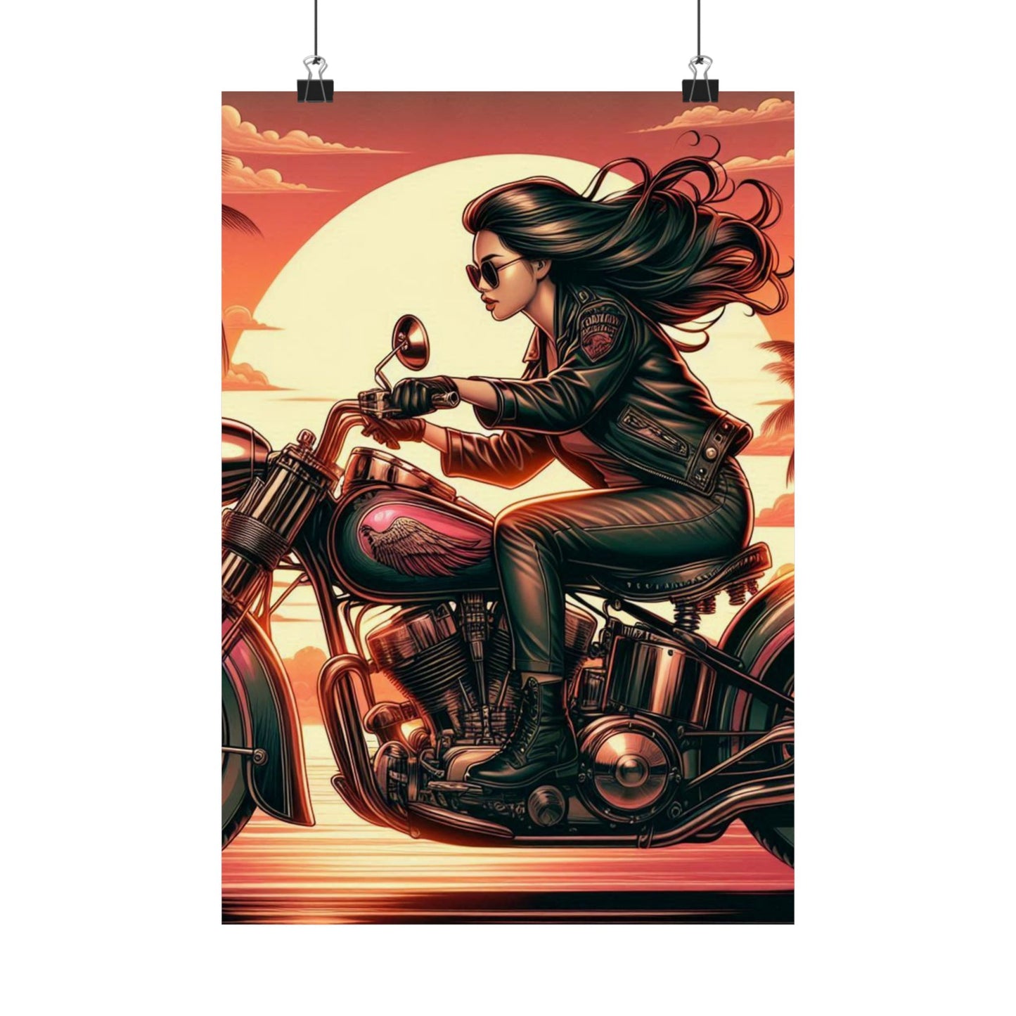 Poster- Motorcycle Pinup-Garage Decor-Man Cave-Retro Wall Art