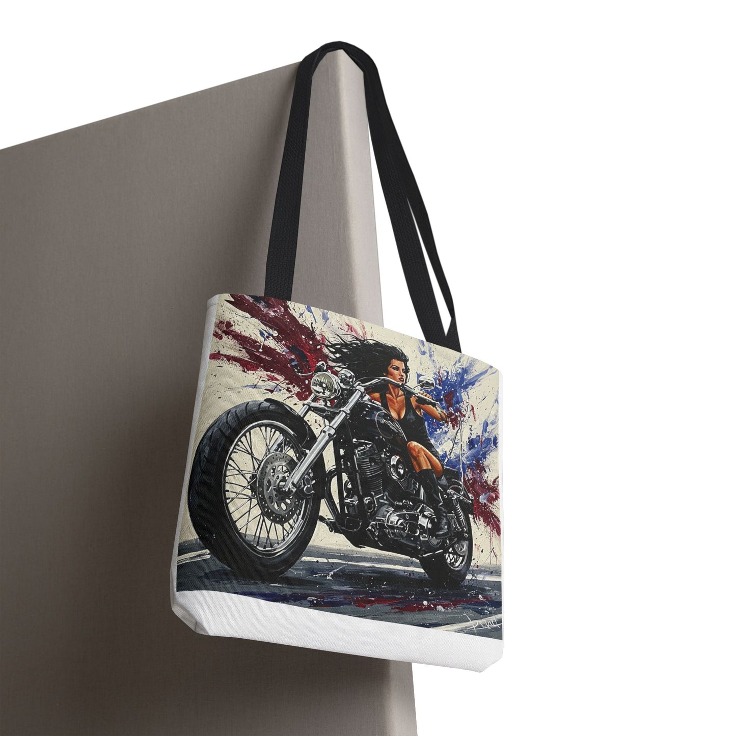 Bold Motorcycle Chic Tote Bag - Stylish Biker Girl Design for Riders & Fashion Enthusiasts