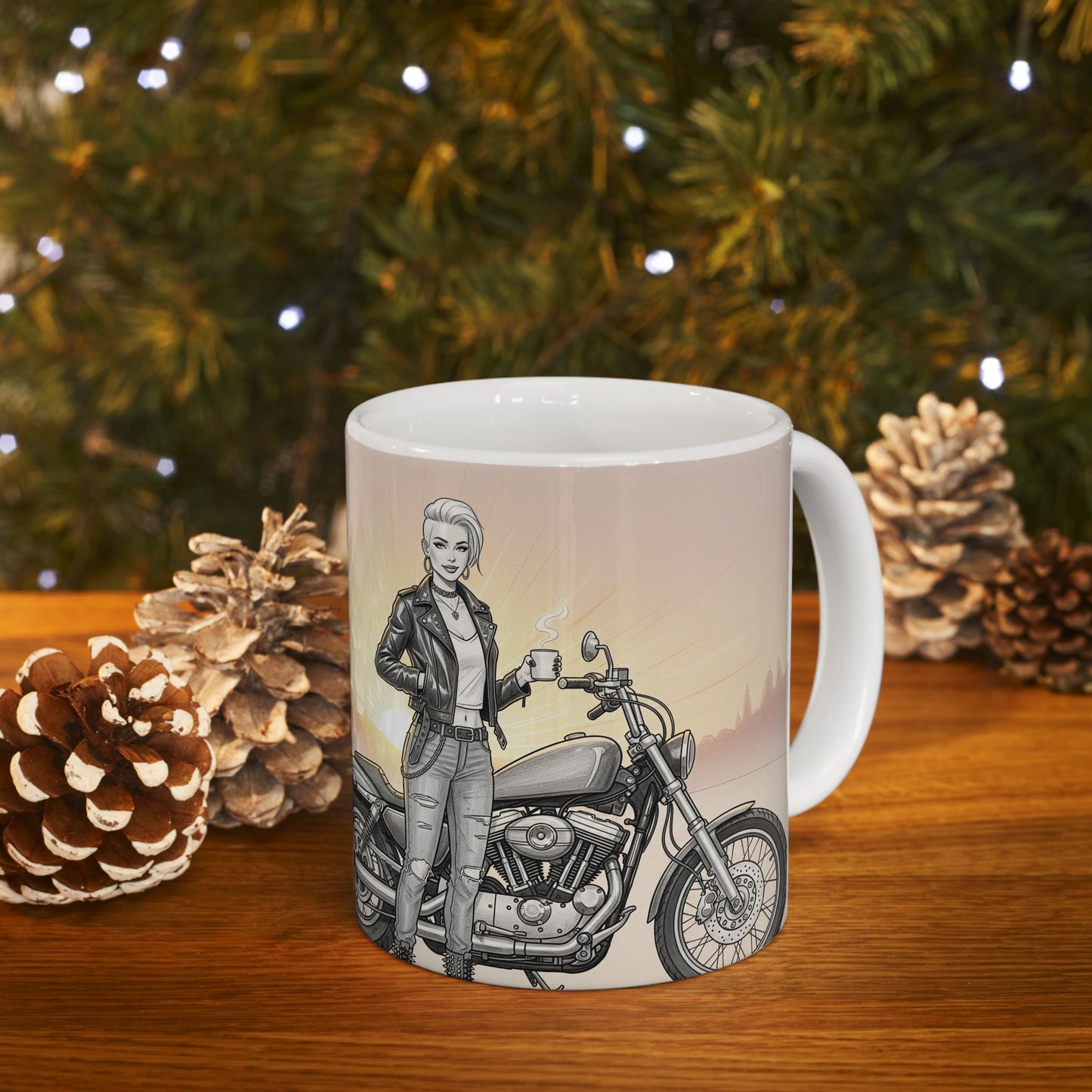 Stylish Motorcycle Mug - Perfect Gift for Bikers, Bike Lovers, Coffee Enthusiasts, or Road Trip Vibes, 11oz, 15oz
