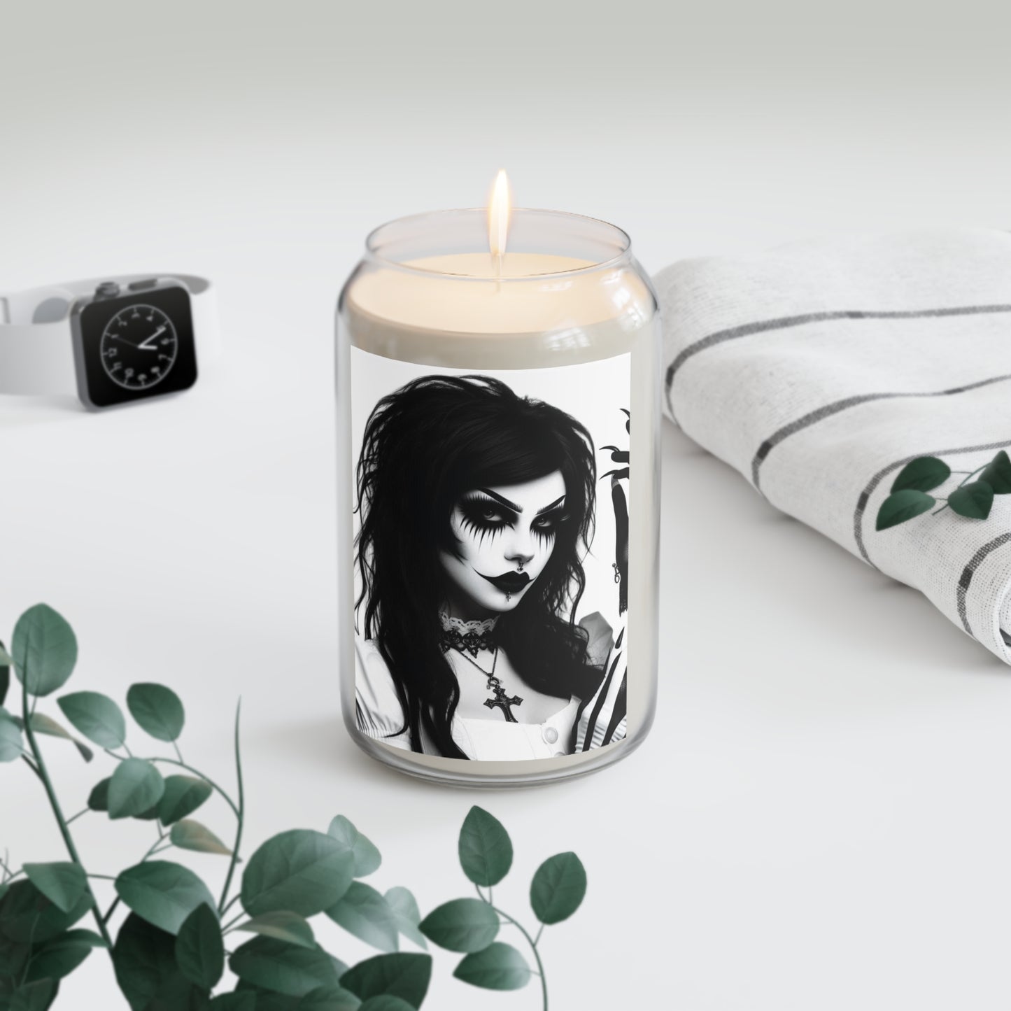 Scented Candle - Gothic Girl in Black & White-Vanilla Bean