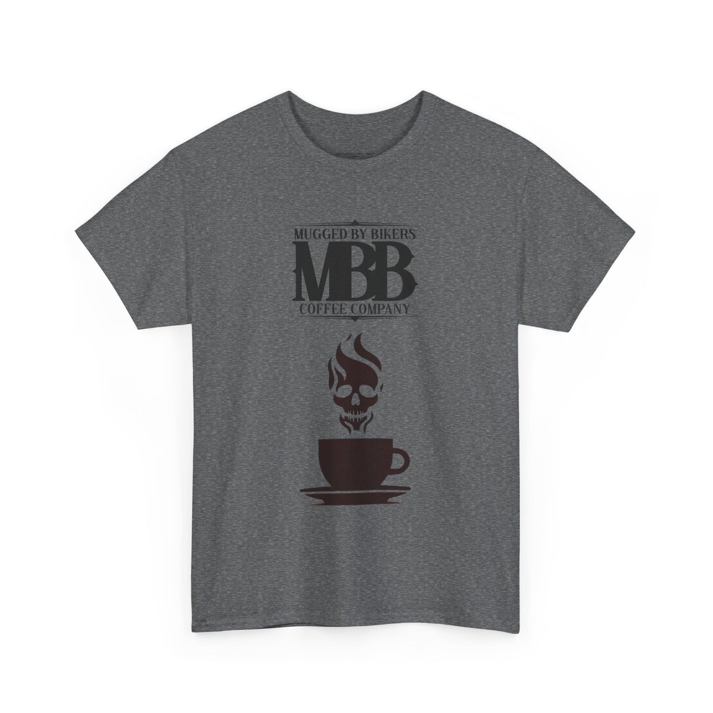 T-Shirt - Mugged by Bikers Coffee Co-Steaming Cup of Coffee Logo Tee