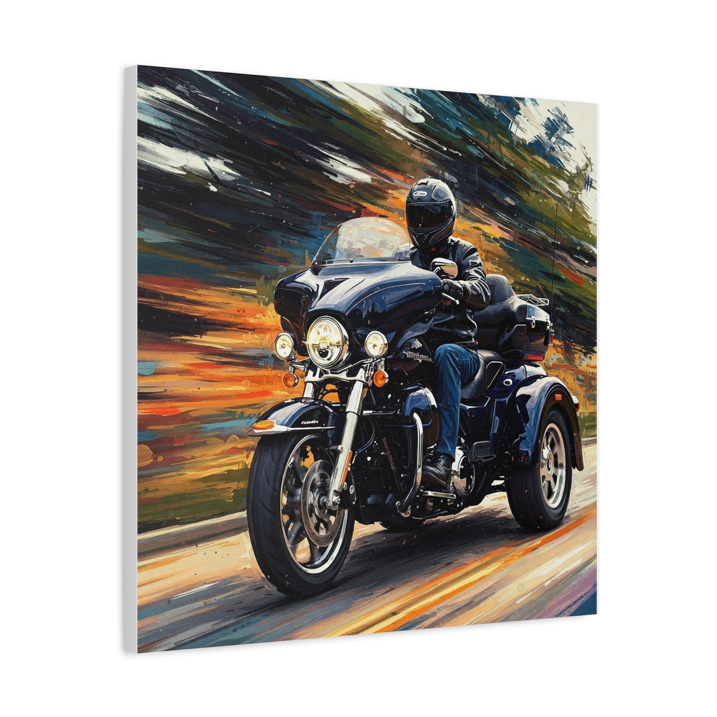 Vibrant Motorcycle Art Canvas - 12x12 Stretched Print