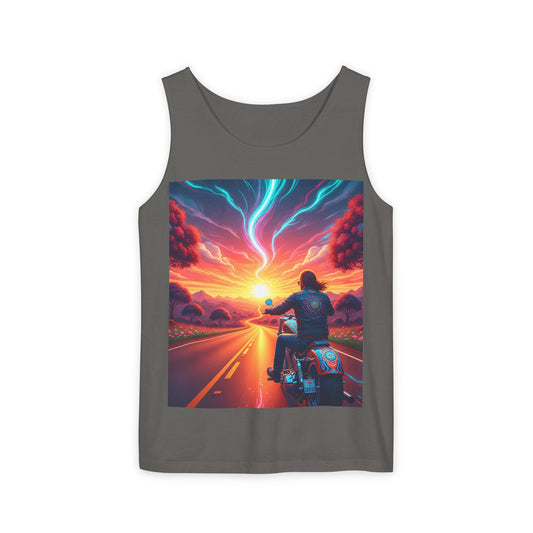 Motorcycle Adventure Tank Top, Unisex Summer Apparel, Gifts for Bikers, Casual Wear for Outdoor Events, Festival Outfit, Road Trip Gear