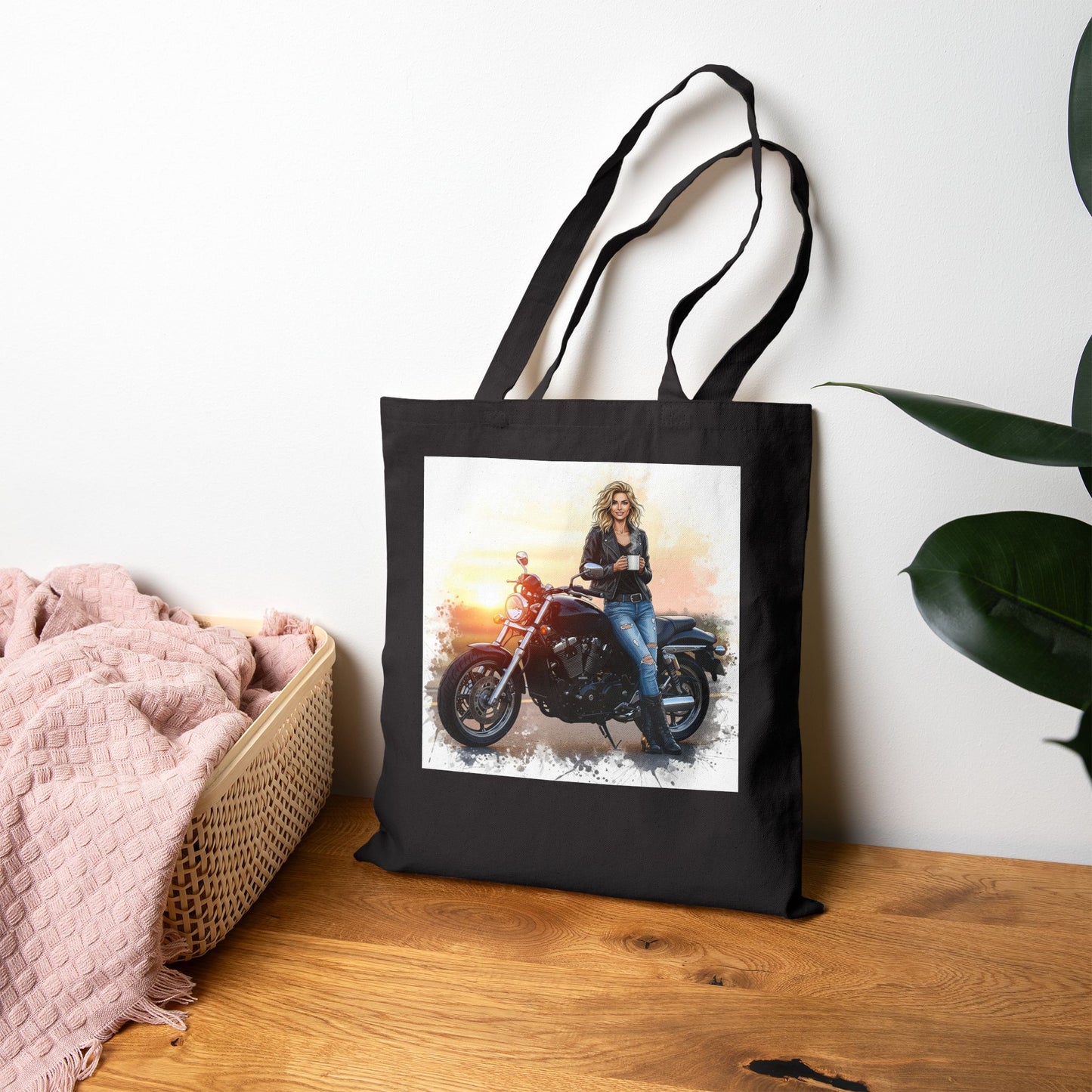 Motorcycle Enthusiast Tote Bag, Biker Gift, Eco-Friendly Bag, Everyday Use, Mugged by Bikers Design