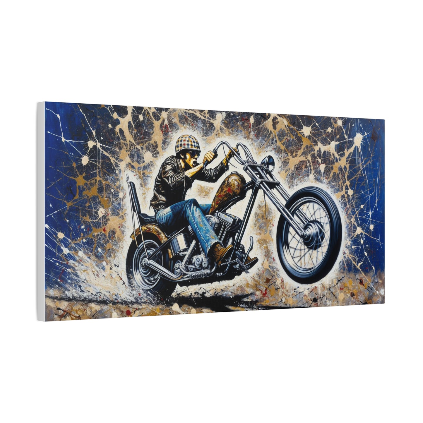 Motorcycle Rider Matte Canvas Wall Art - Stretched 1.25 Inch