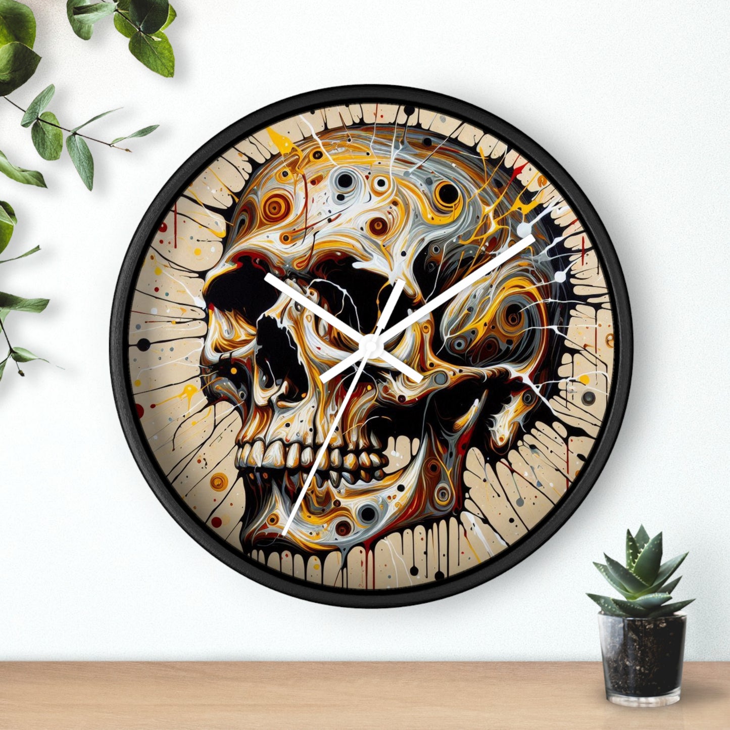 Gothic Skull Wall Clock, Edgy Home Decor, Unique Gift for Halloween, Punk Aesthetic Room Accent, Statement Piece, Artful Timepiece